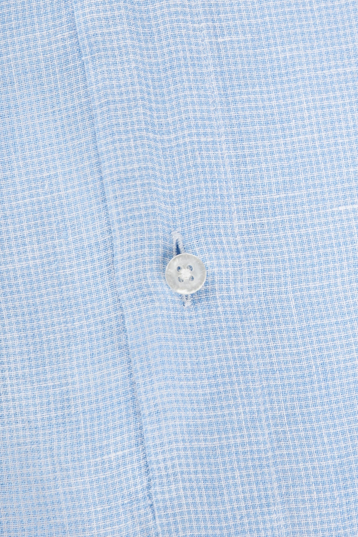 Light blue houndstooth linen slim fit shirt