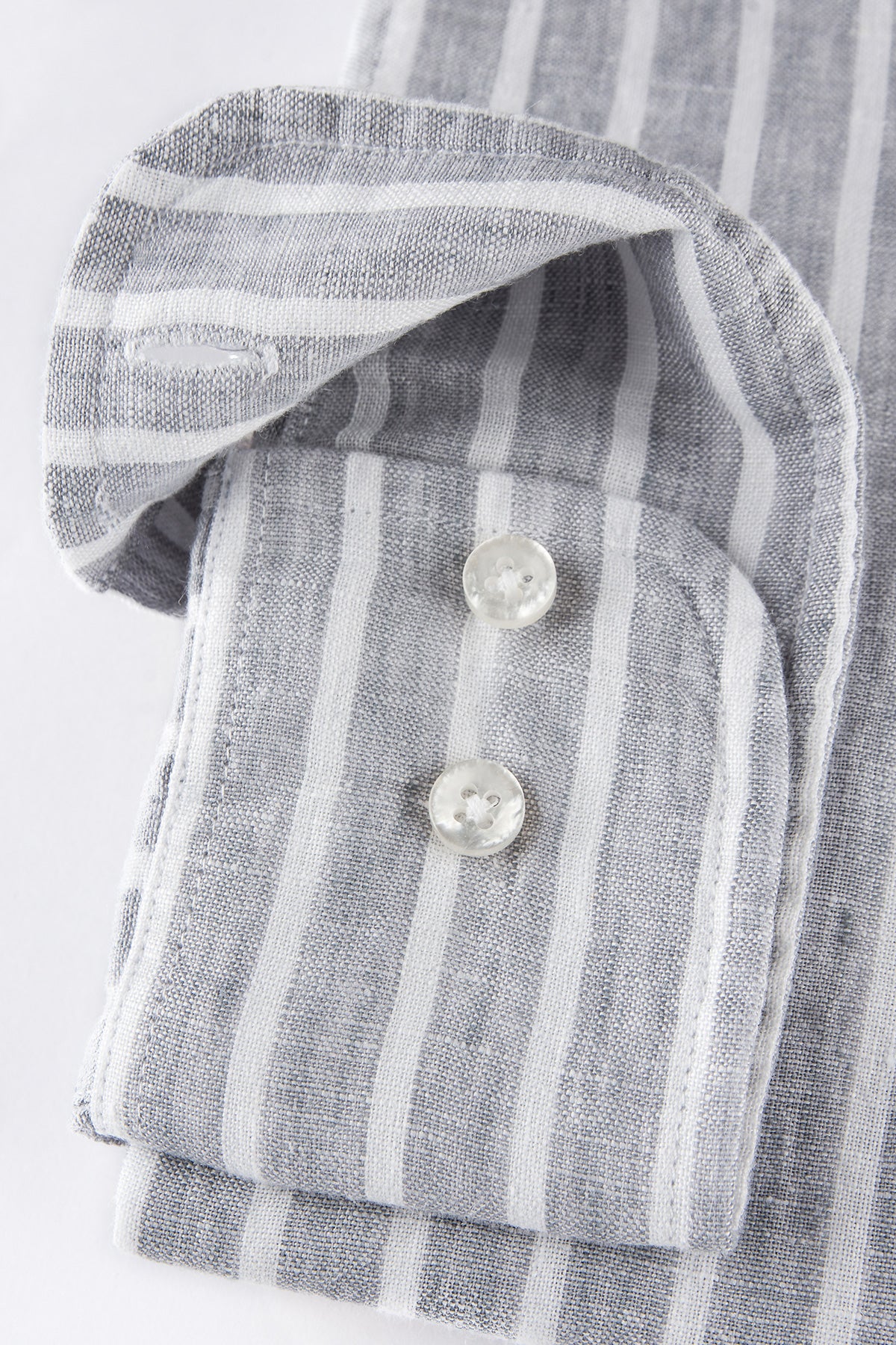 Grey striped linen regular fit shirt