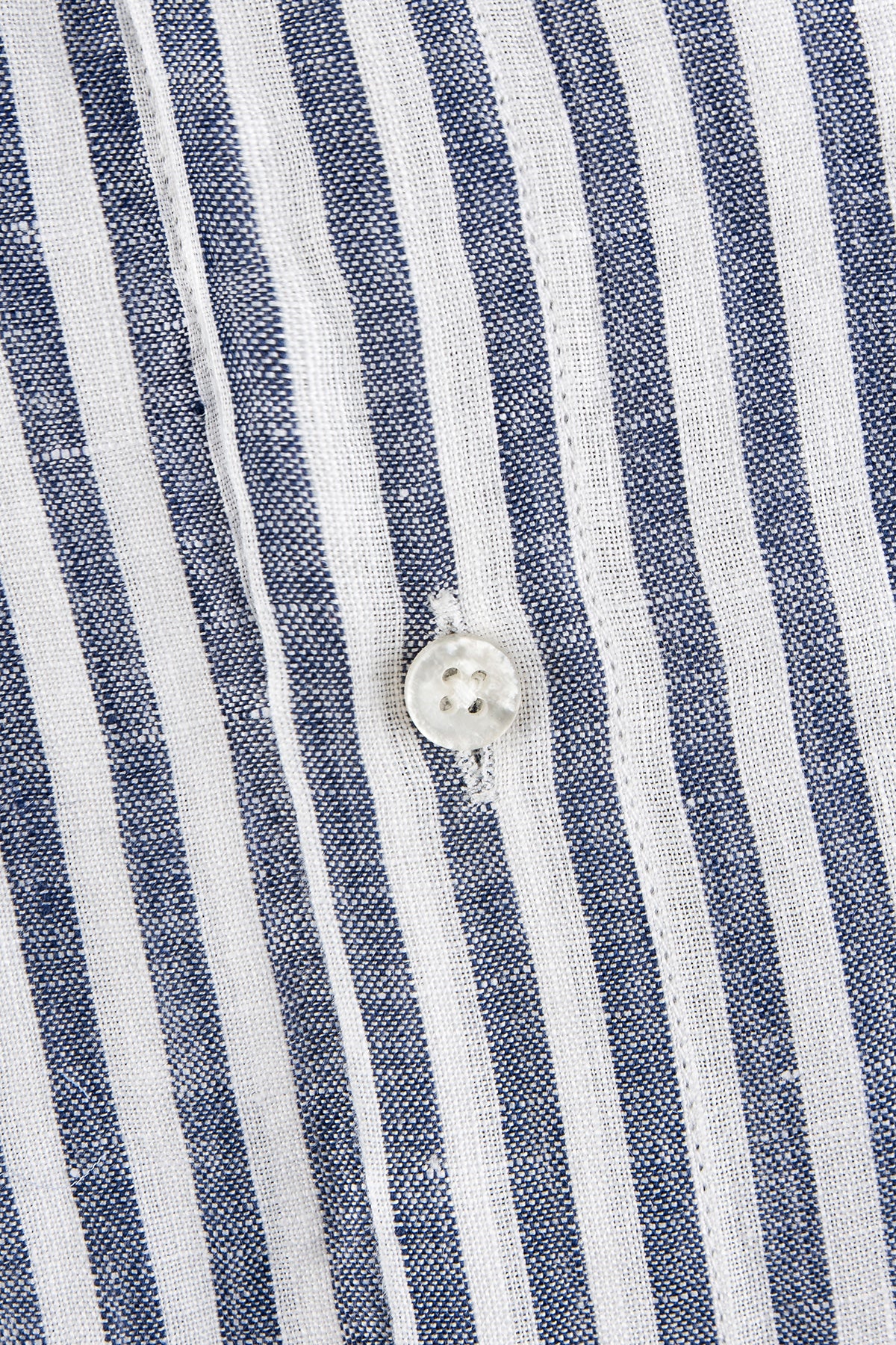 Blue striped linen regular fit shirt