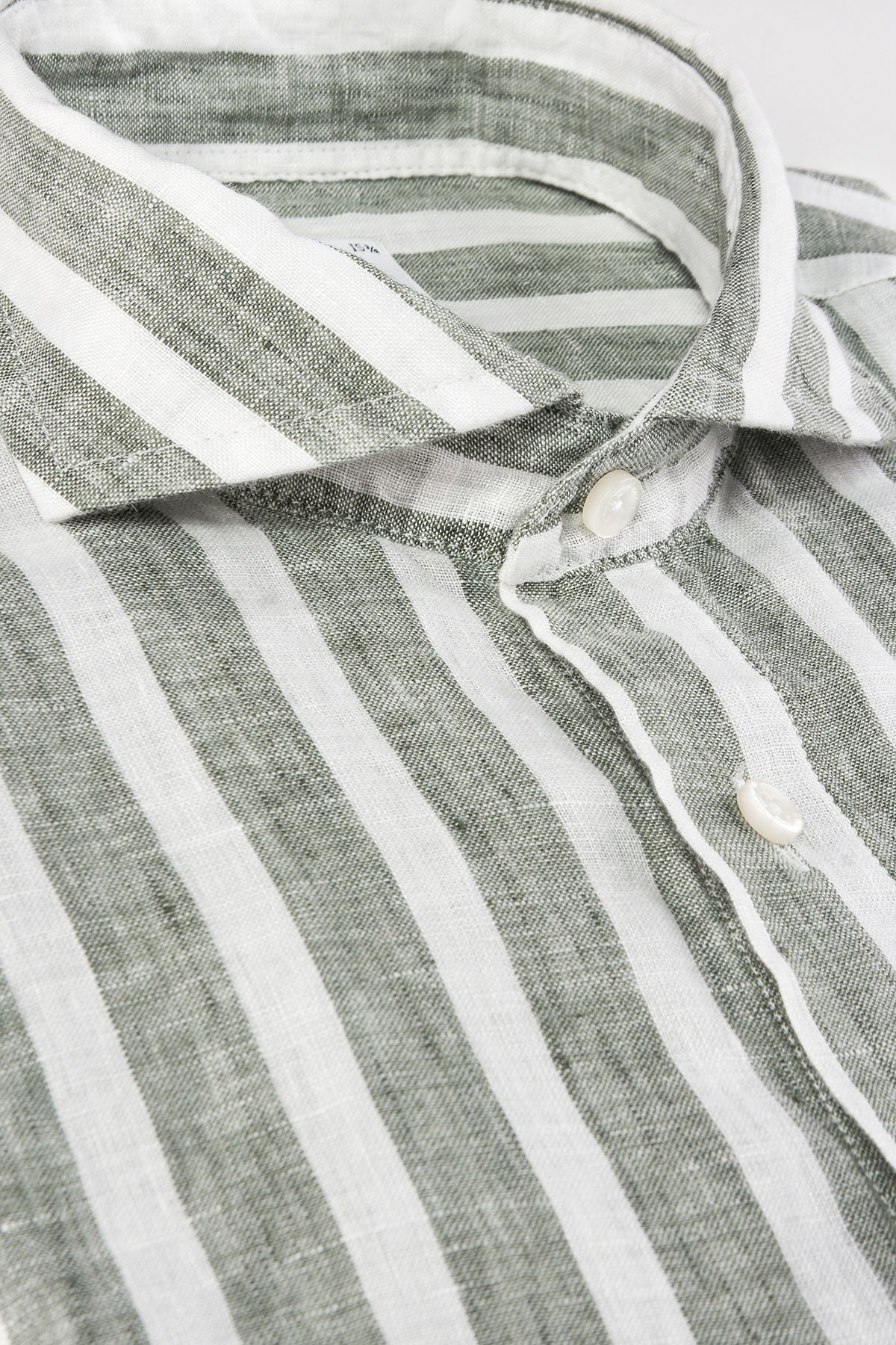 Green striped linen slim fit shirt