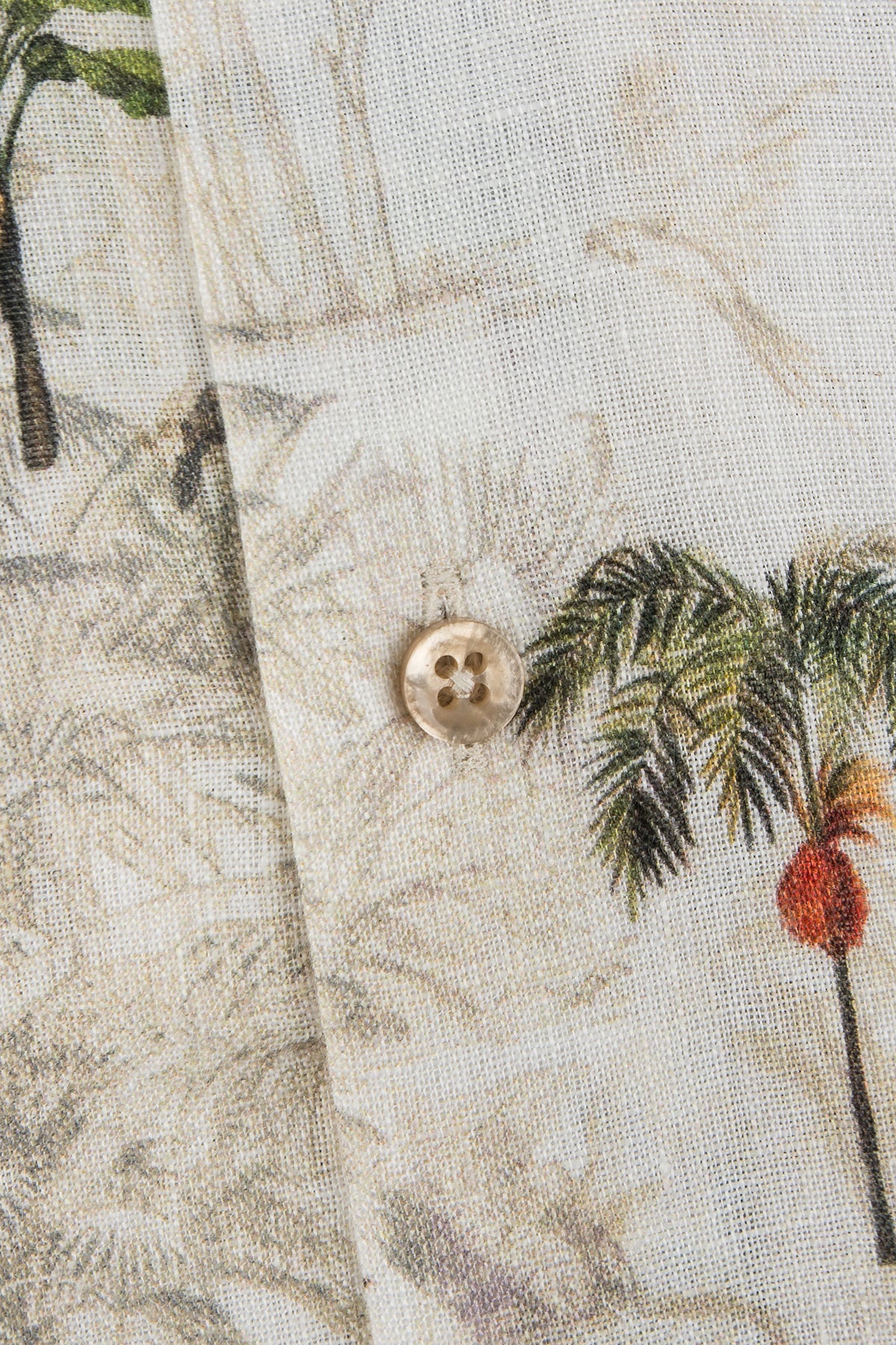 Palm printed regular fit linen shirt