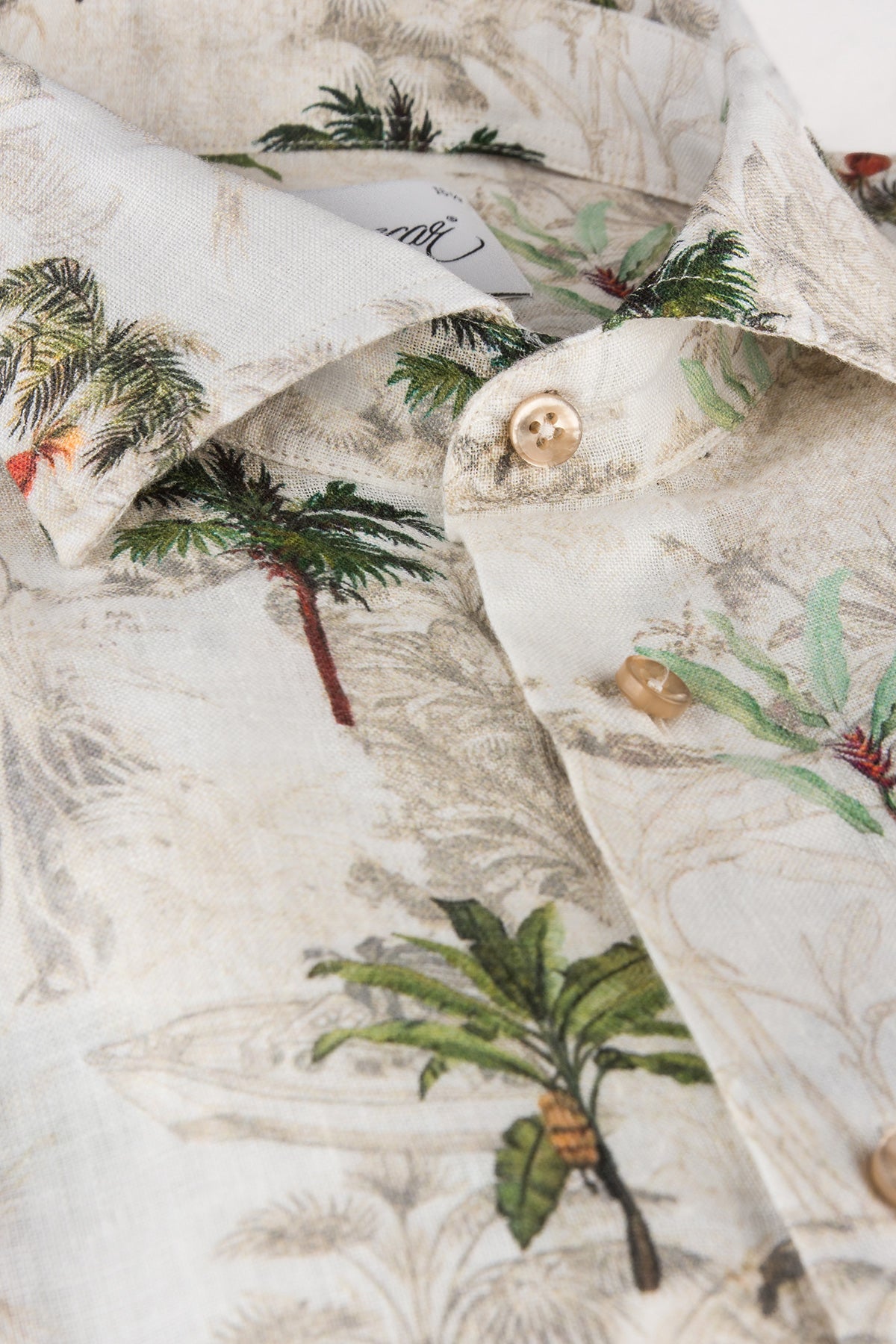 Palm printed regular fit linen shirt