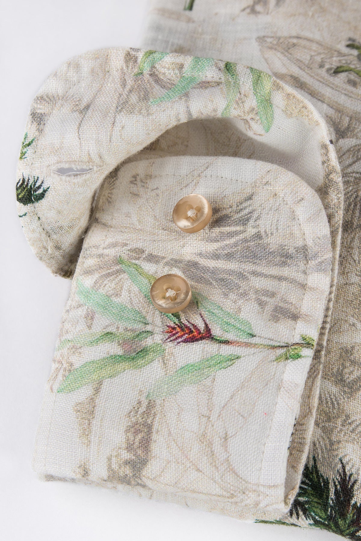 Palm printed regular fit linen shirt