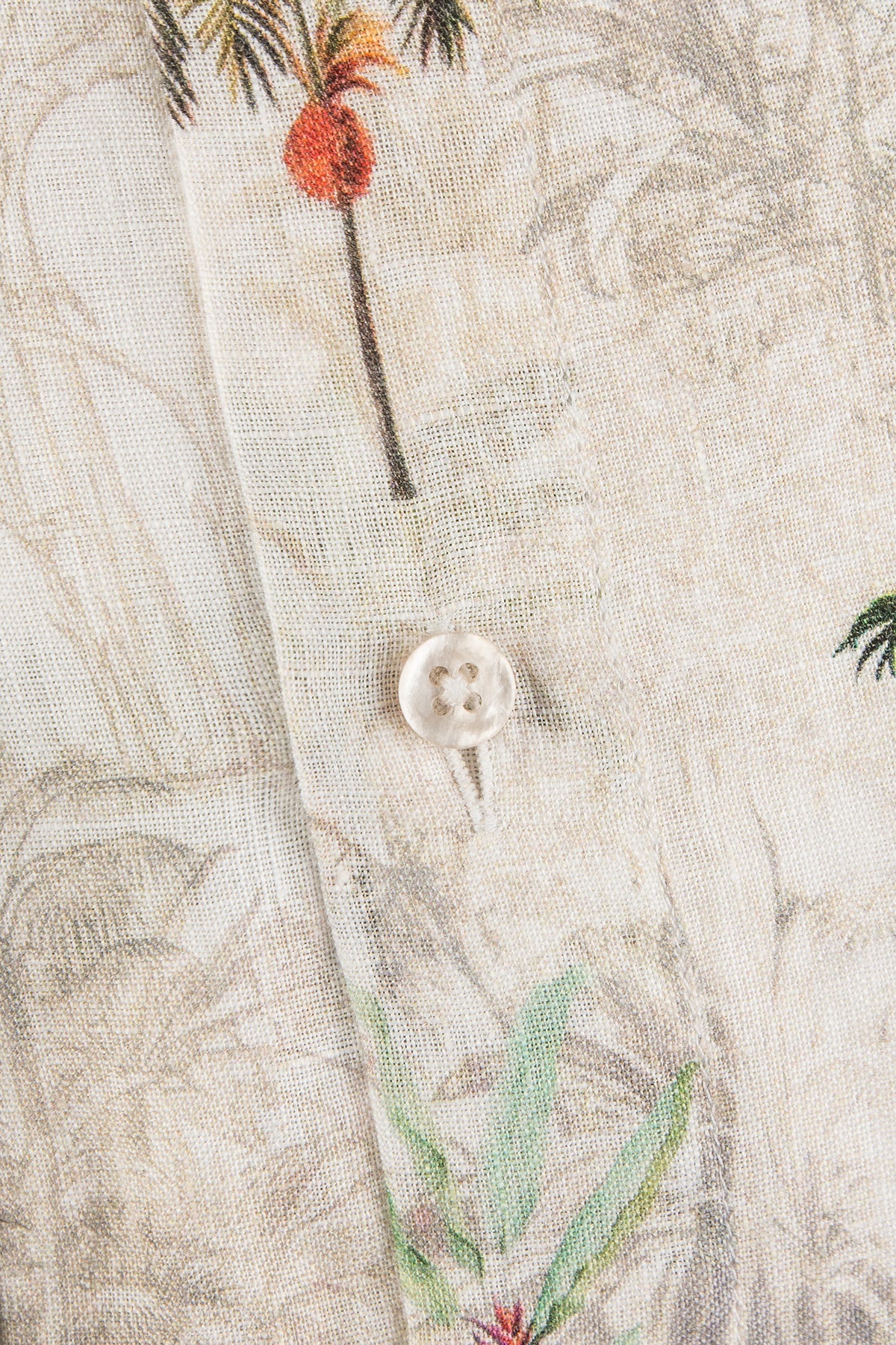 Palm printed slim fit linen shirt