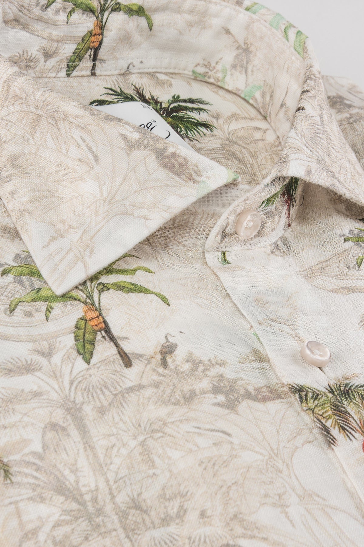 Palm printed slim fit linen shirt