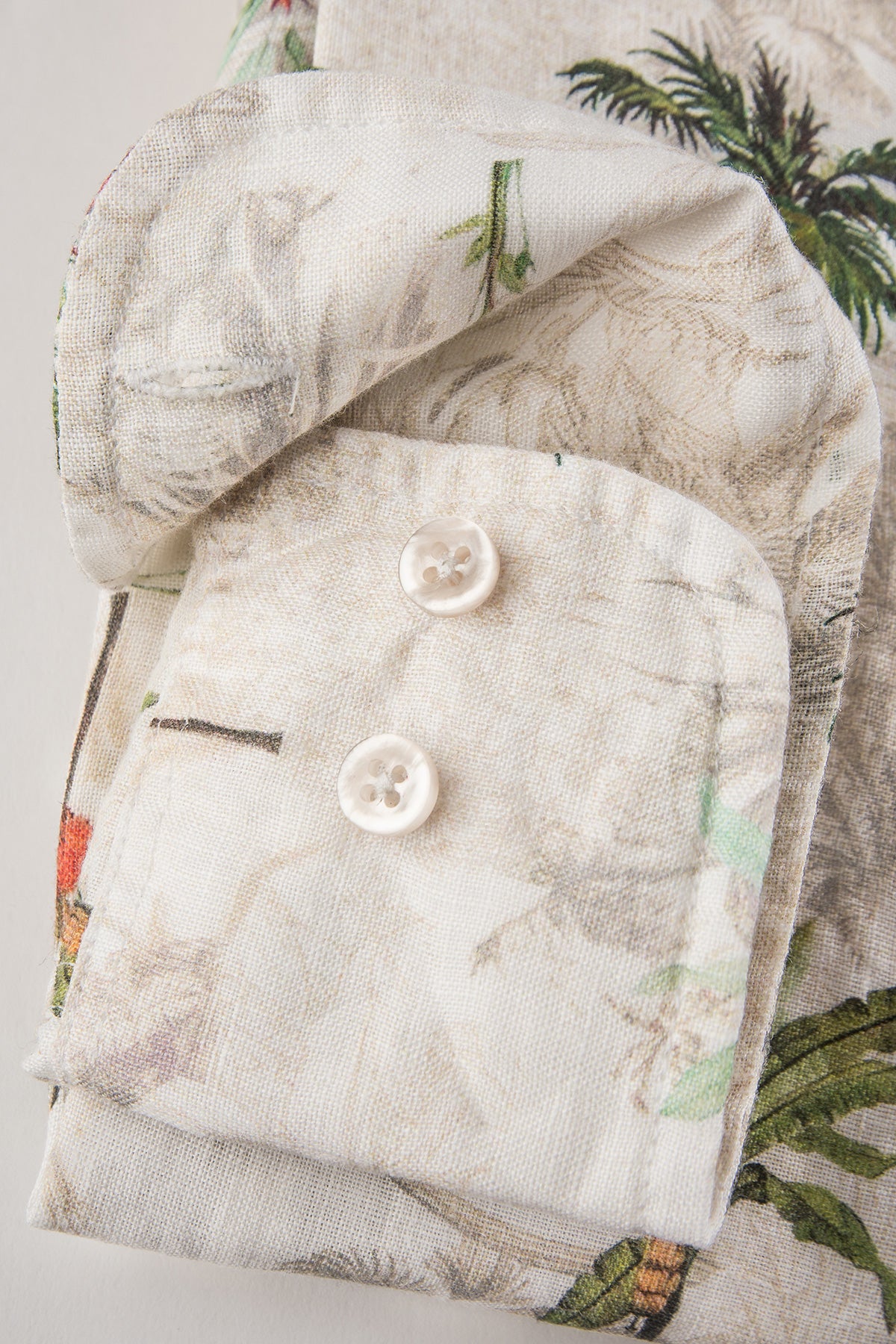 Palm printed slim fit linen shirt