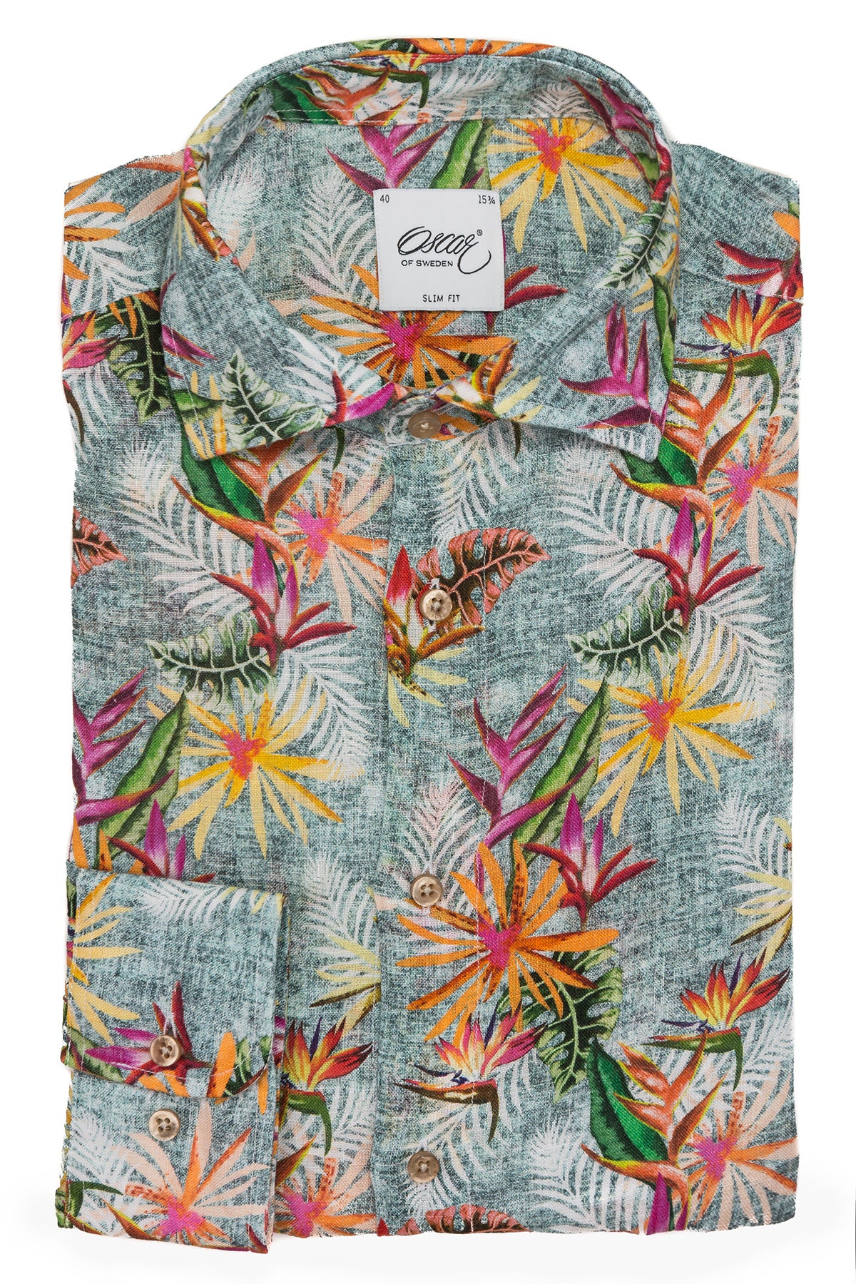 Printed slim fit linen shirt