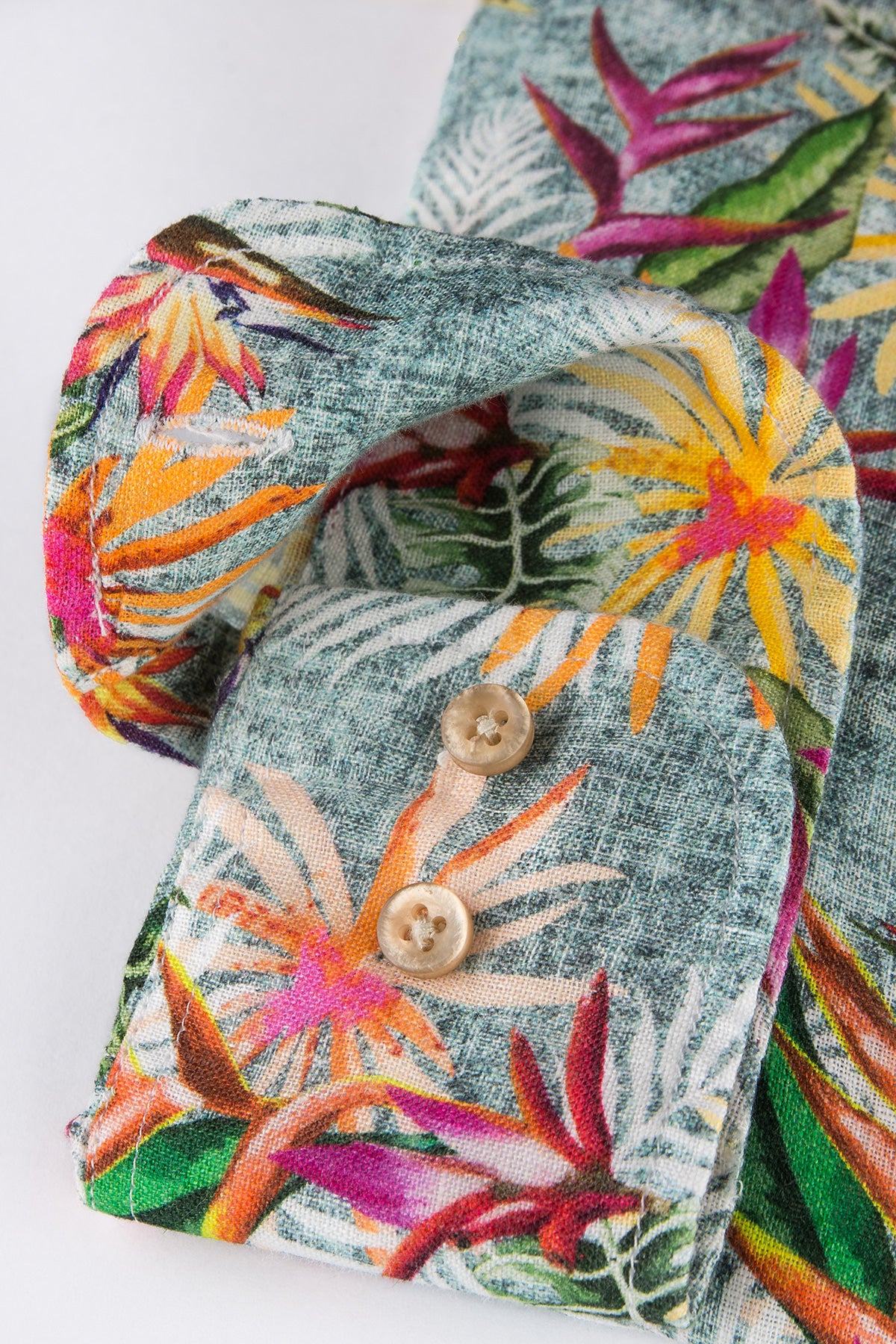 Printed slim fit linen shirt