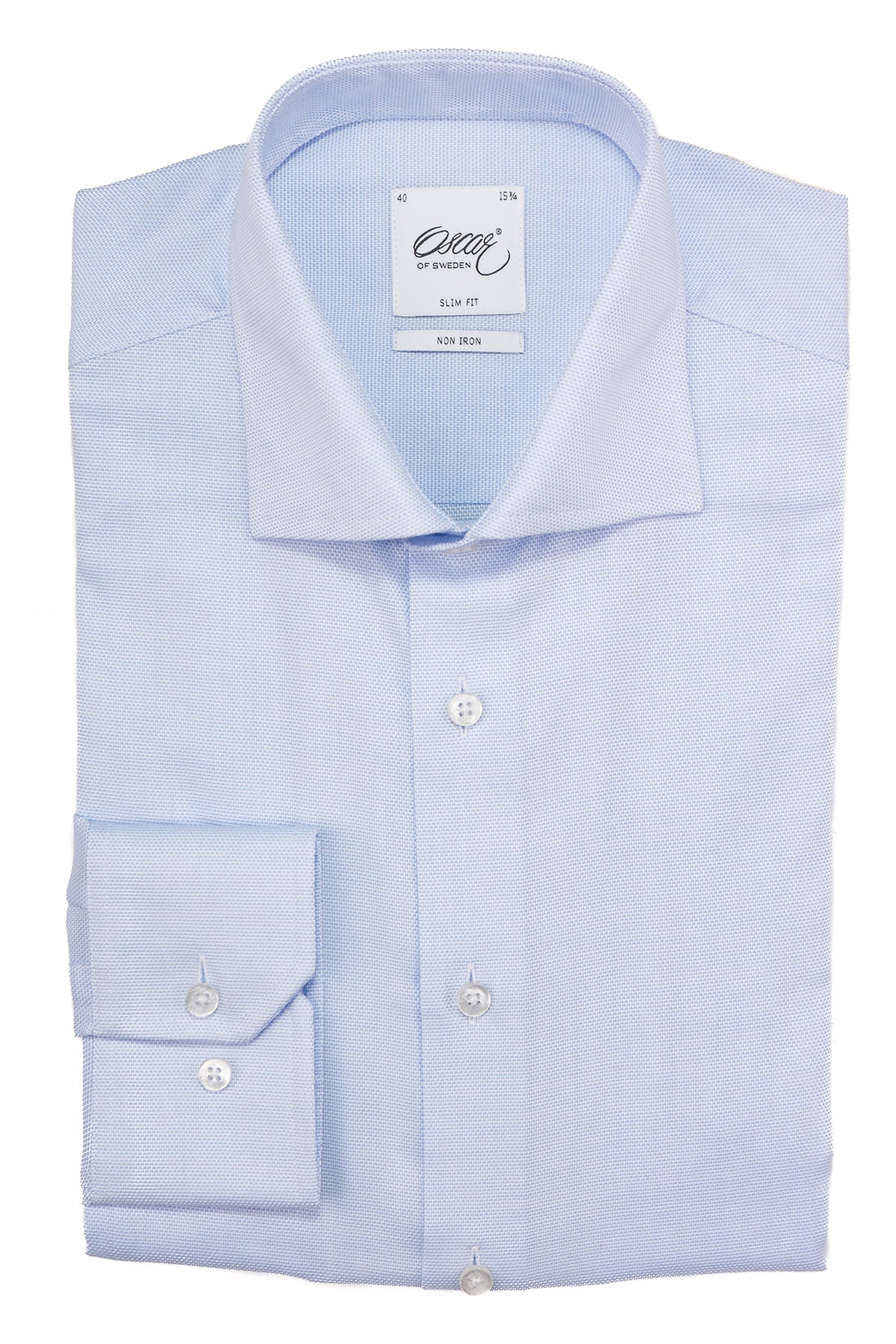 Light blue microstructure slim fit shirt
