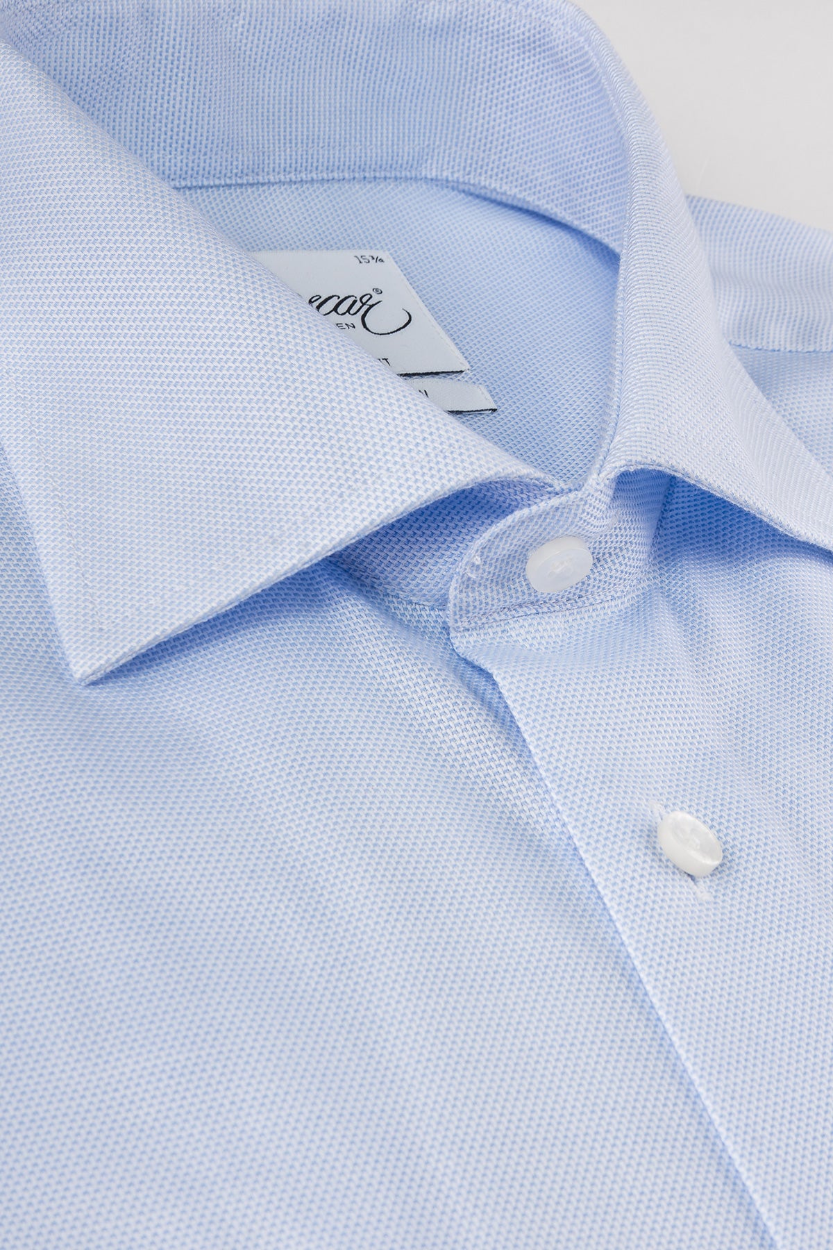 Light blue microstructure slim fit shirt