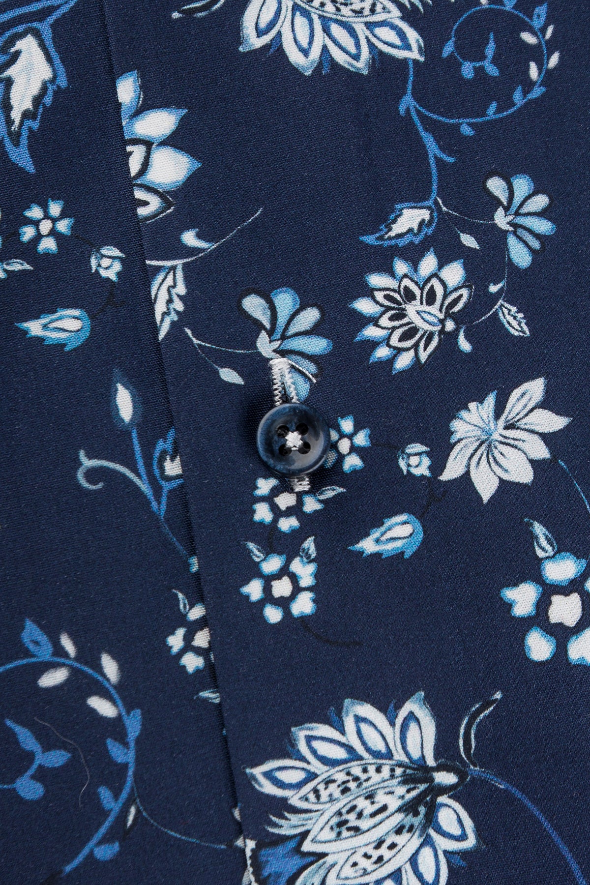 Navy flower printed regular fit shirt