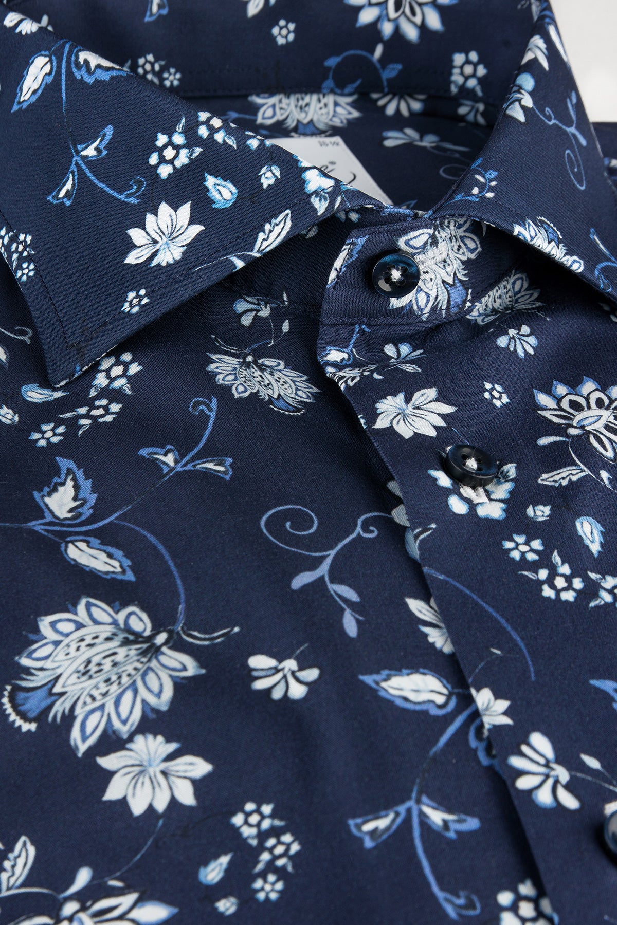 Navy flower printed regular fit shirt