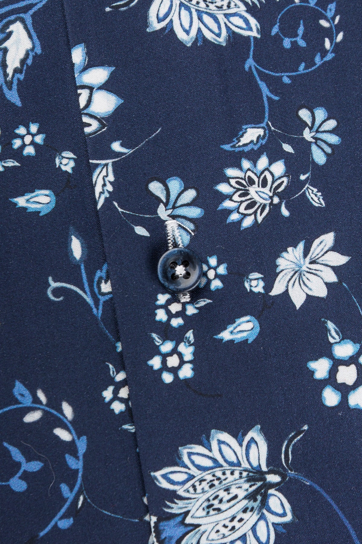 Navy flower printed slim fit shirt