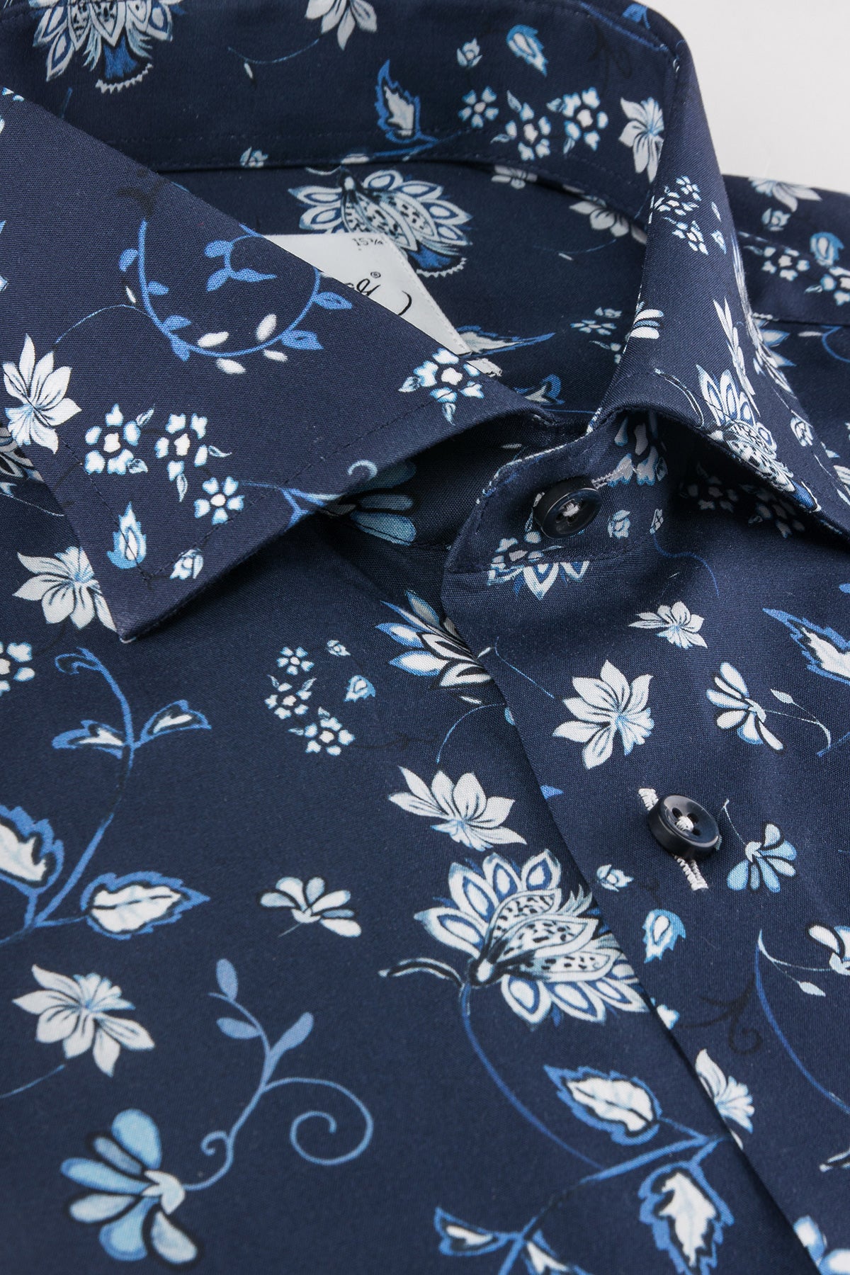 Navy flower printed slim fit shirt