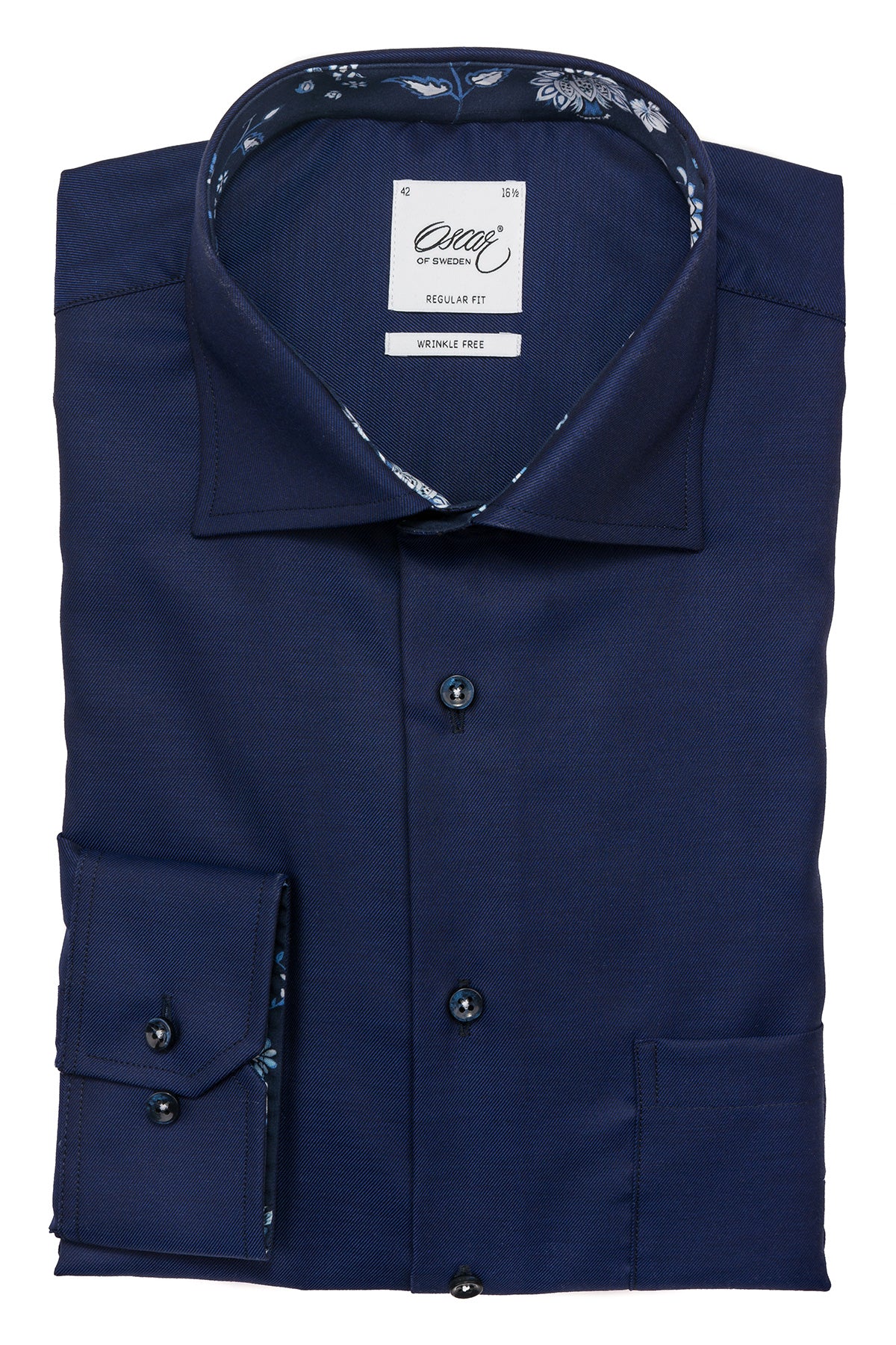 Navy blue regular fit shirt with contrast details