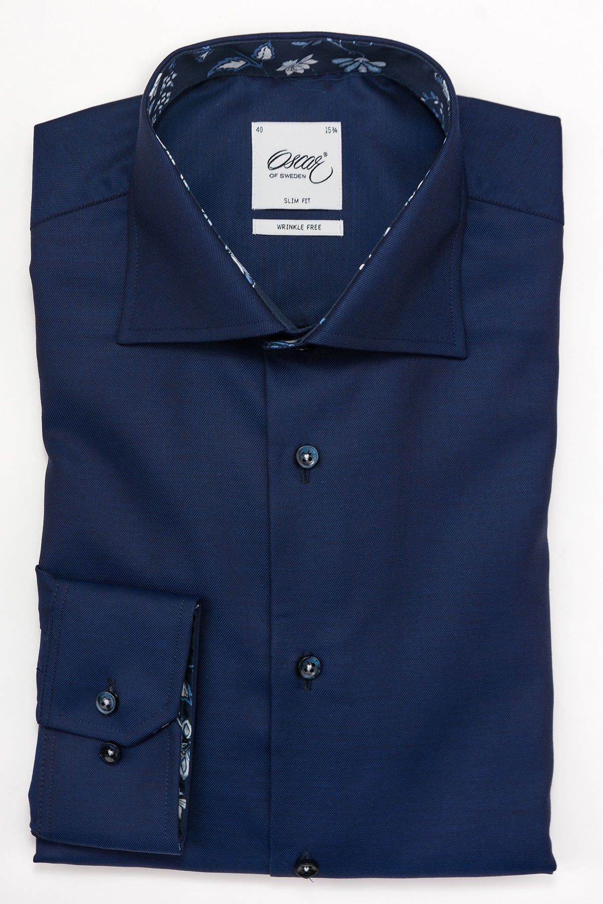 Navy blue slim fit shirt with contrast details