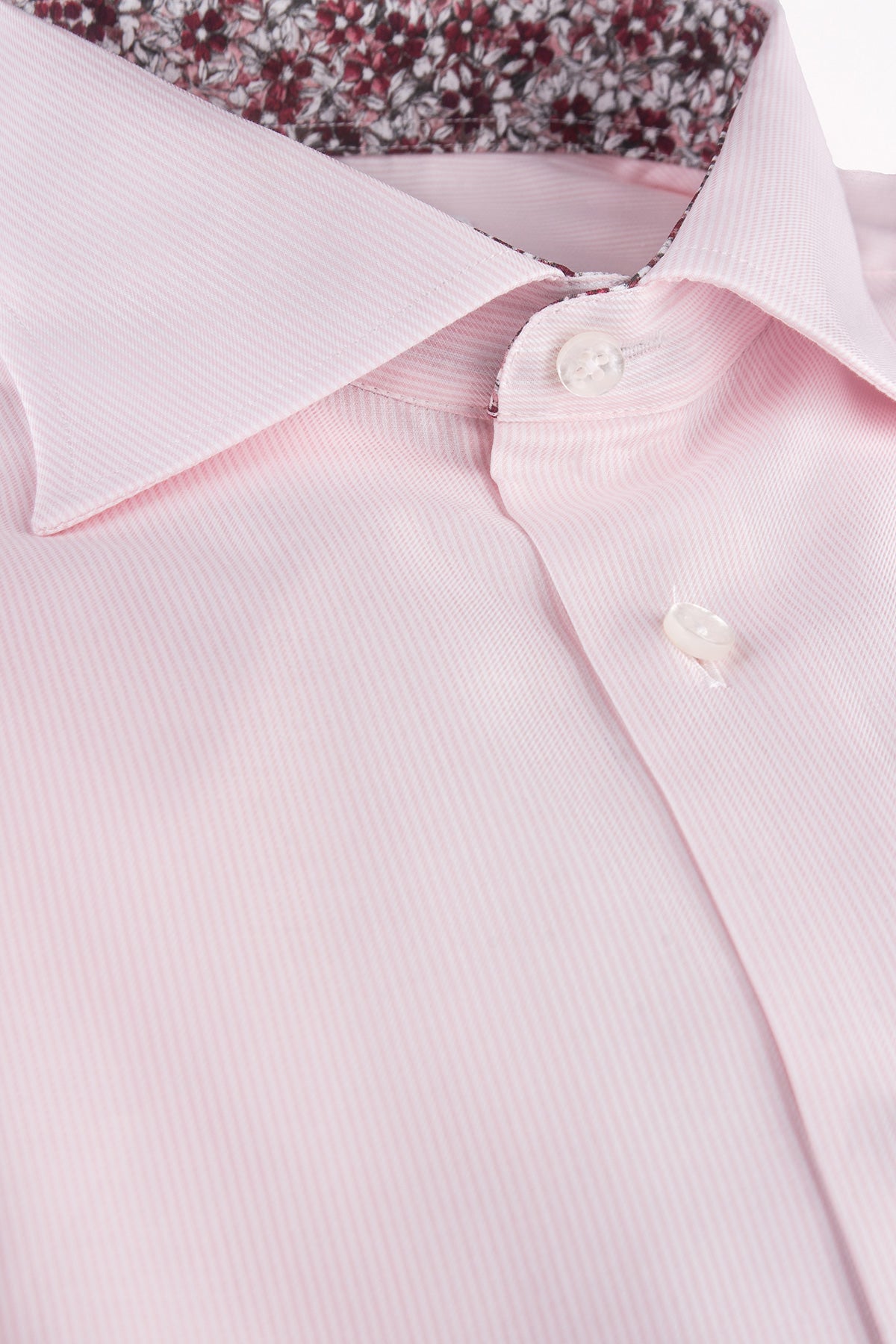 Pink striped regular fit shirt with contrast details