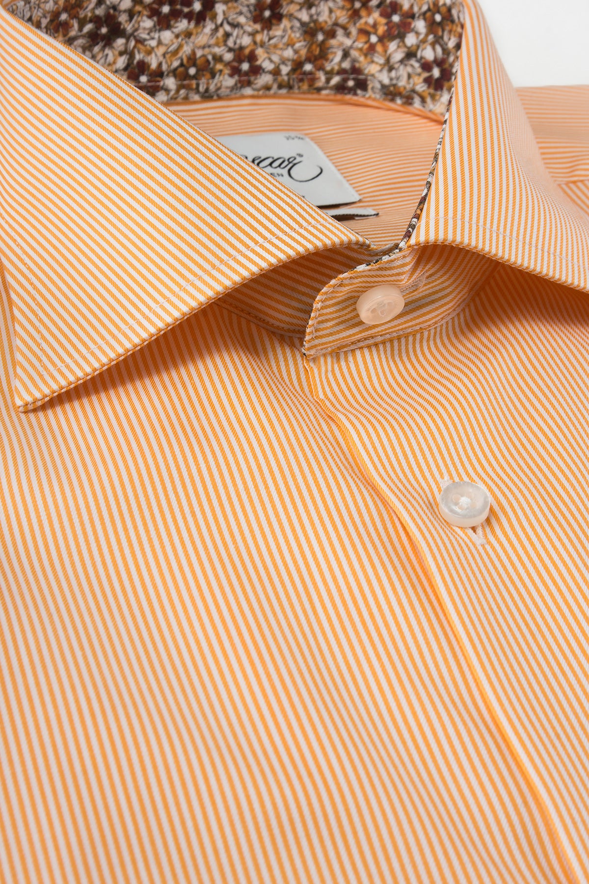 Orange striped regular fit shirt with contrast details