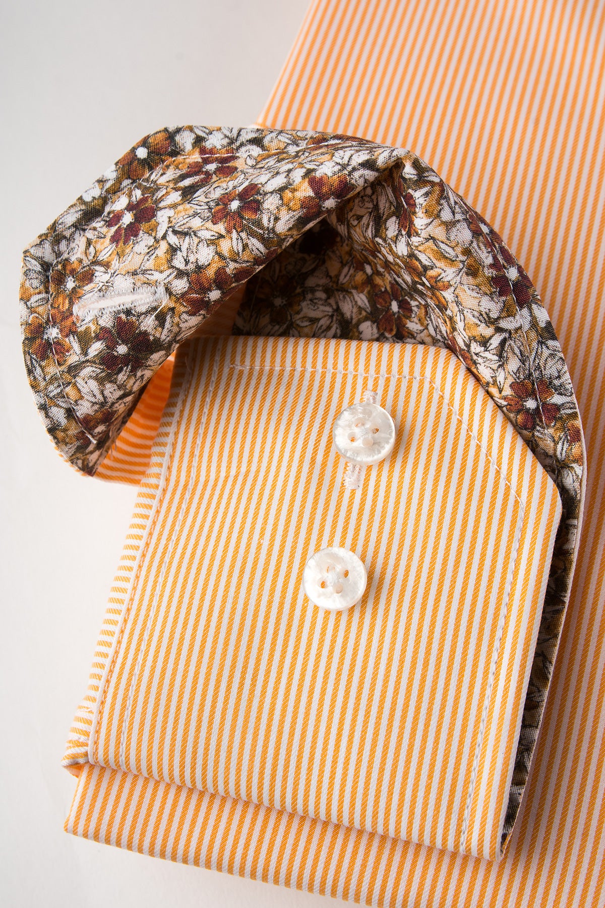 Orange striped regular fit shirt with contrast details