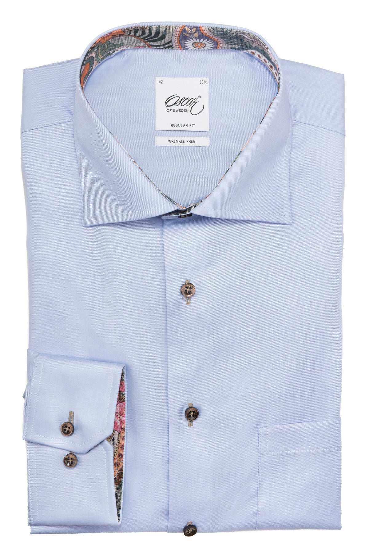 Light blue regular fit shirt with contrast details