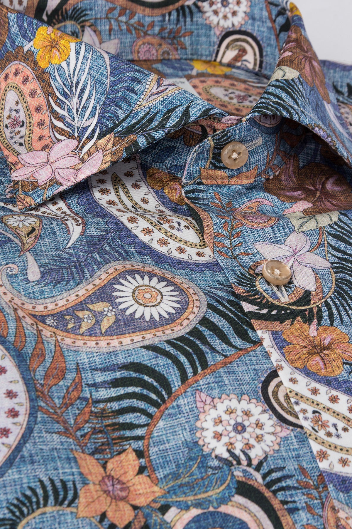 Blue paisley printed regular fit shirt
