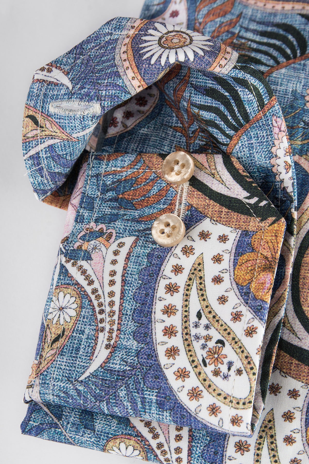 Blue paisley printed regular fit shirt