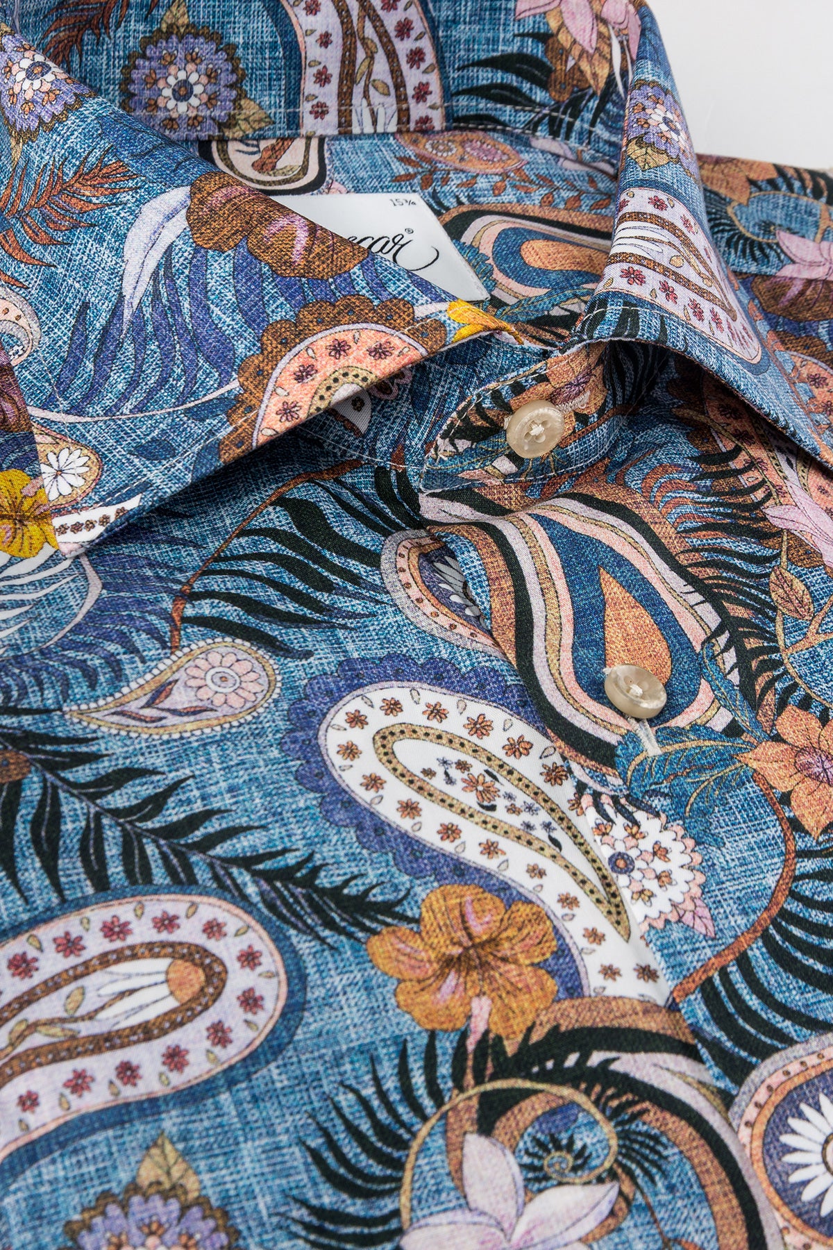 Blue paisley printed slim fit shirt