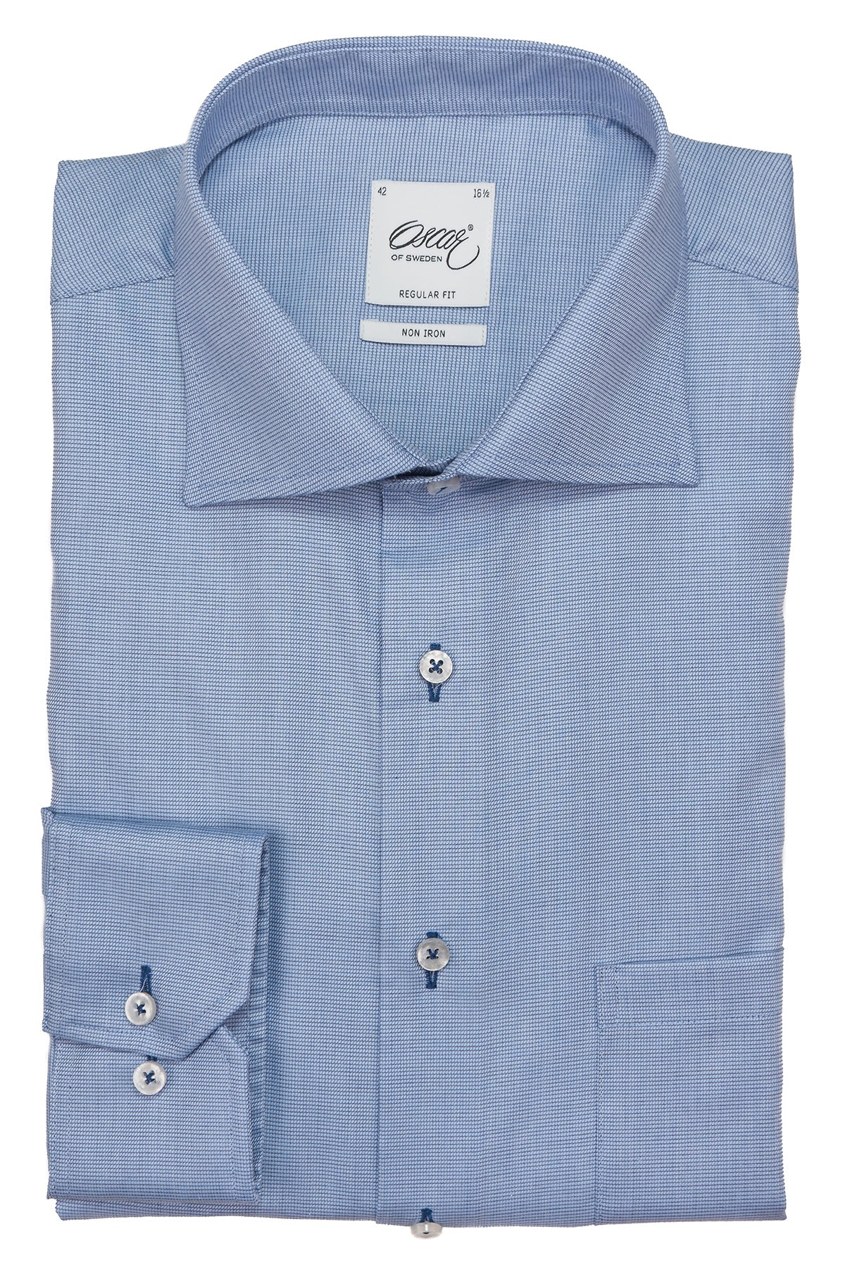 Blue microstructure regular fit shirt