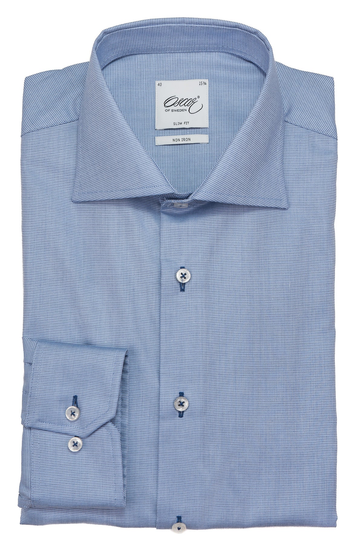 Blue microstructure slim fit shirt
