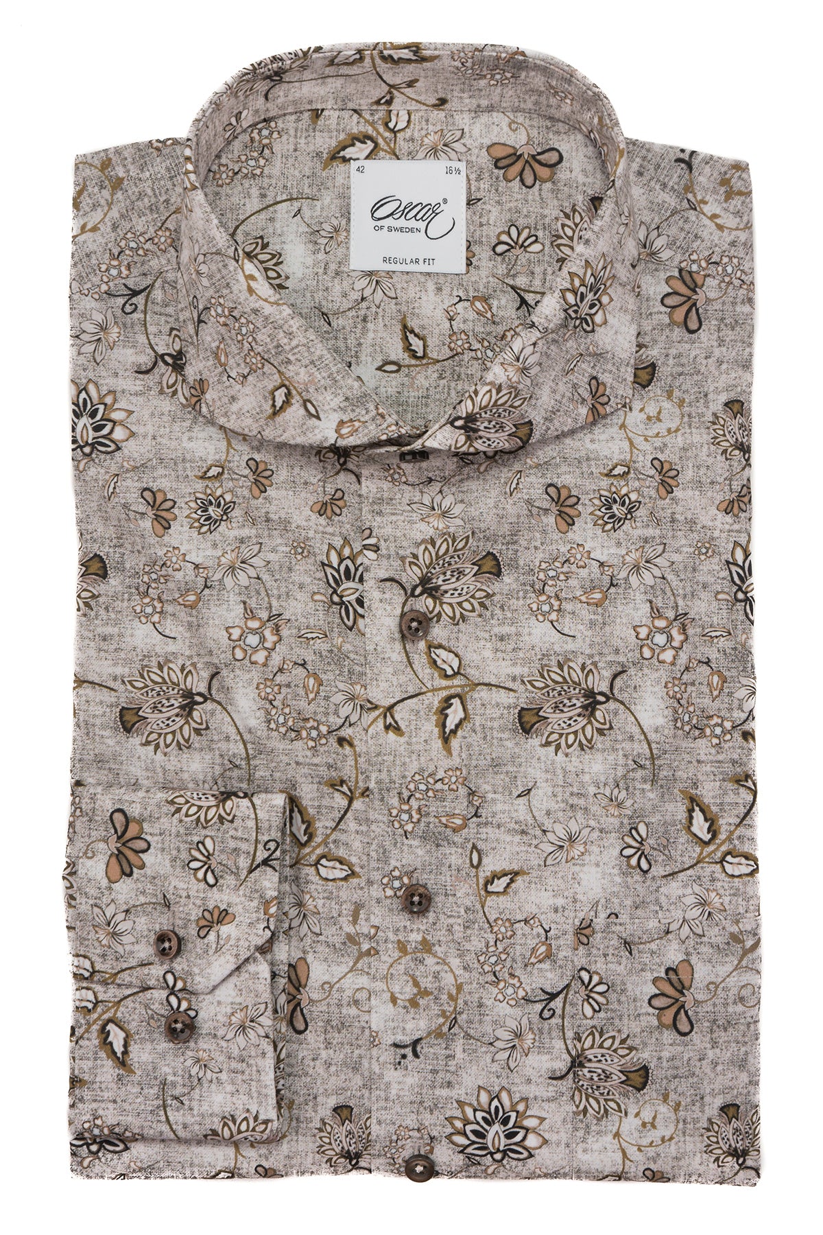 Brown printed regular fit shirt