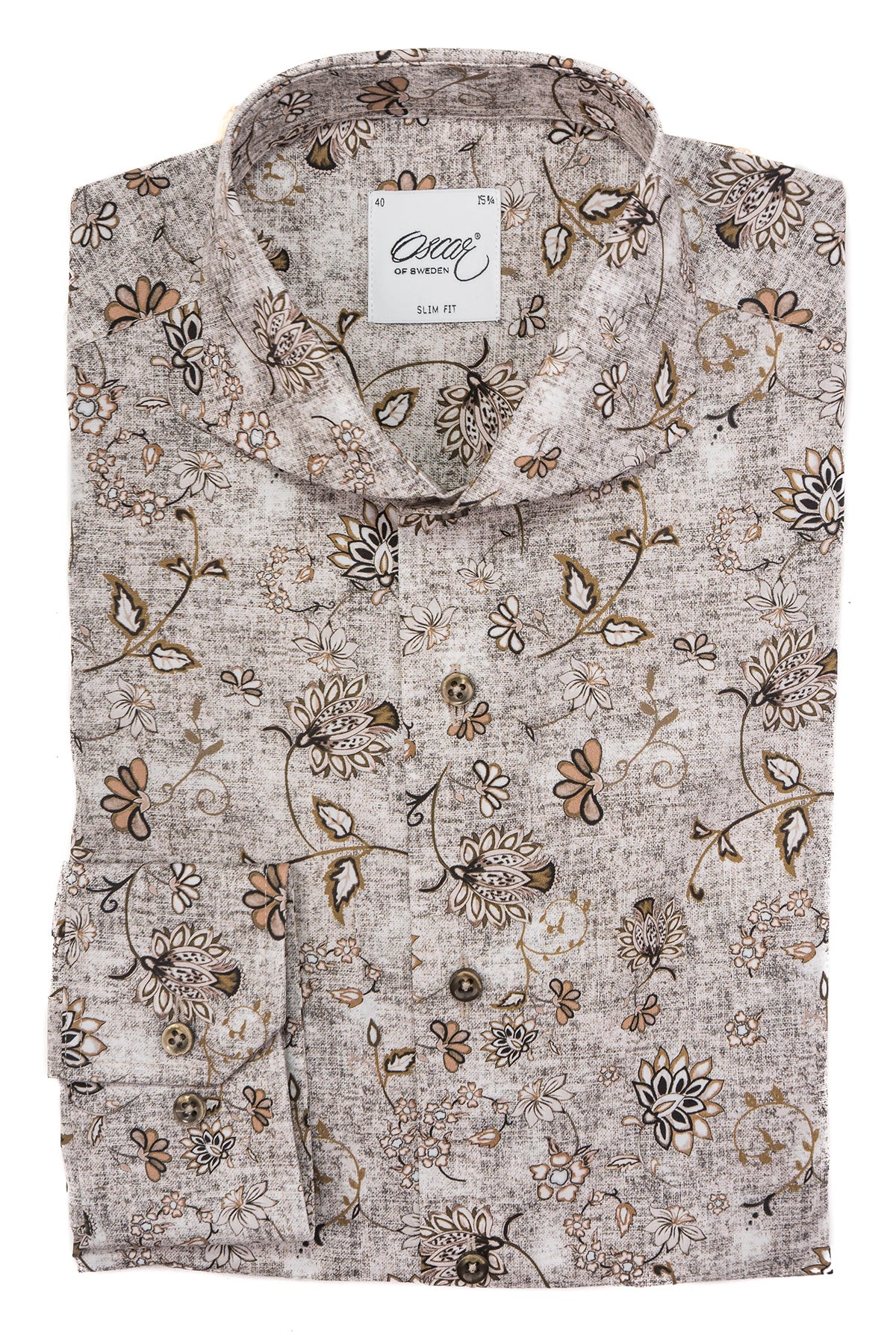 Brown printed slim fit shirt