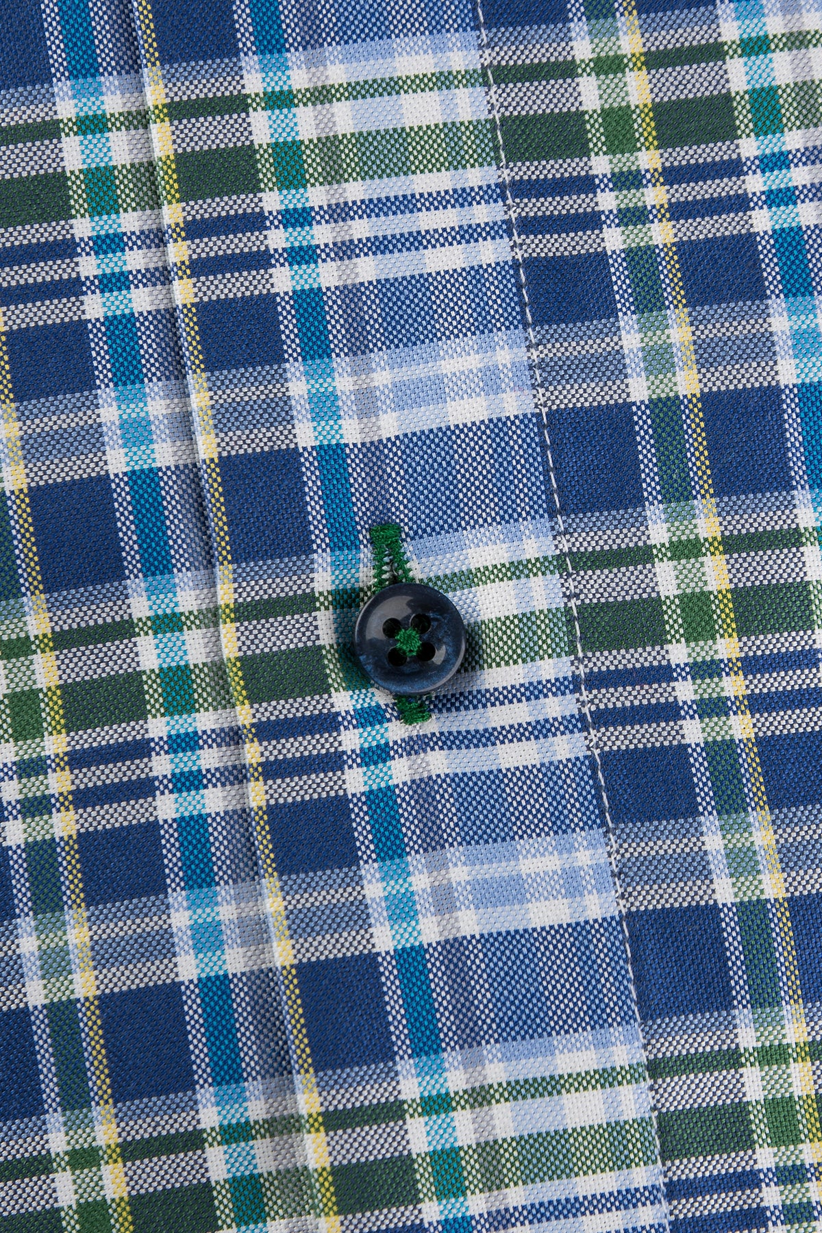 Blue checked button down regular fit shirt