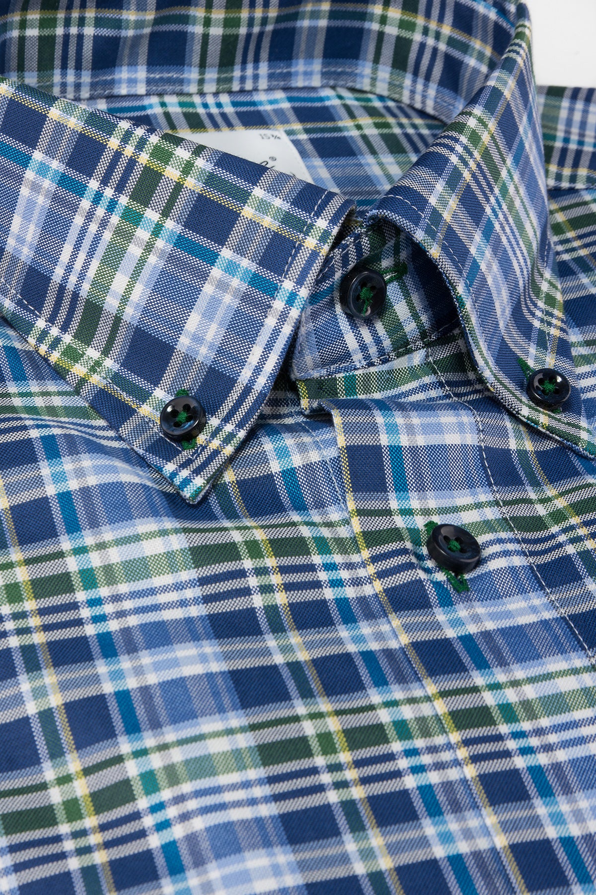 Blue checked button down regular fit shirt