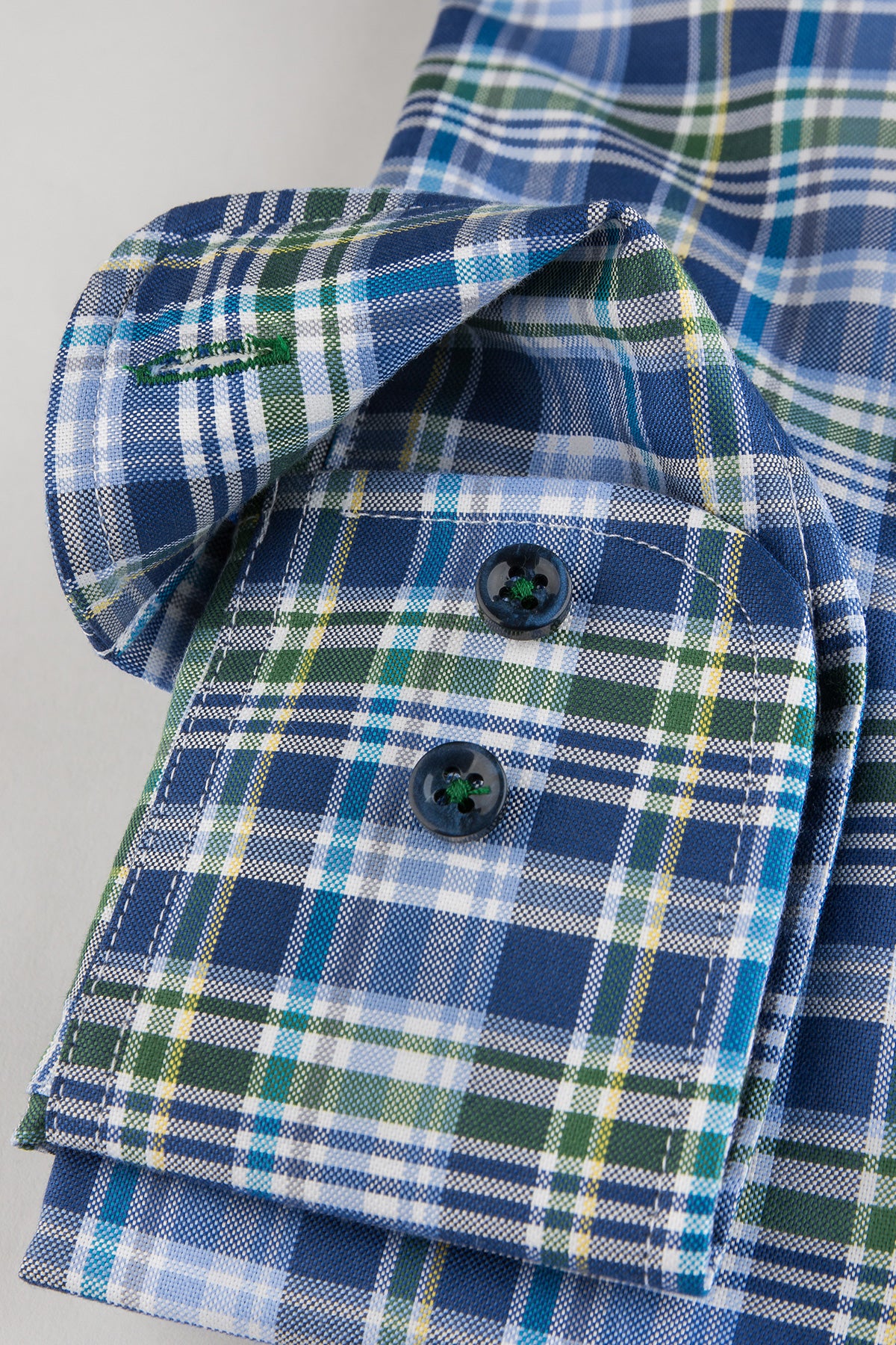 Blue checked button down regular fit shirt