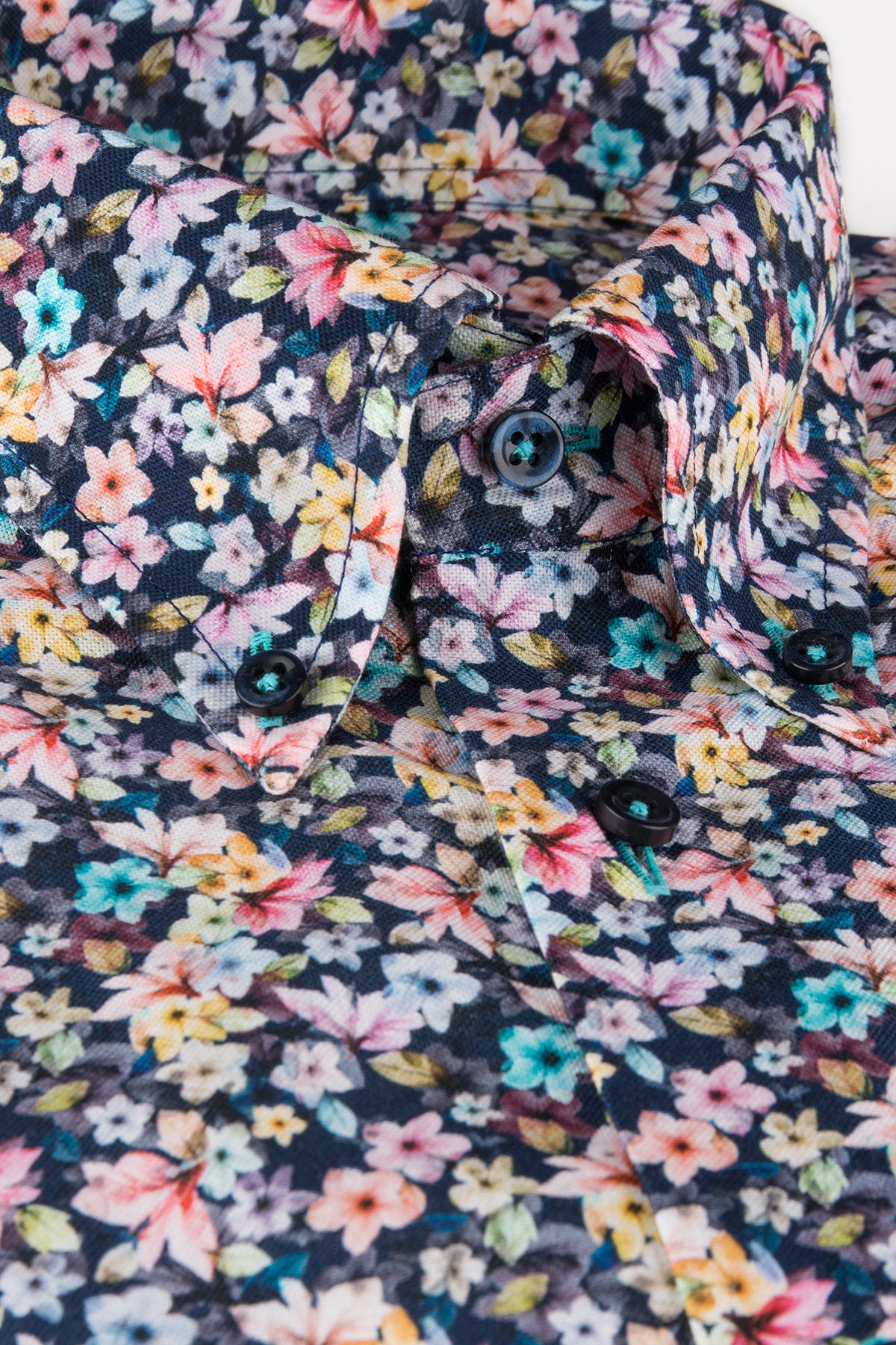 Flower printed button down slim fit shirt