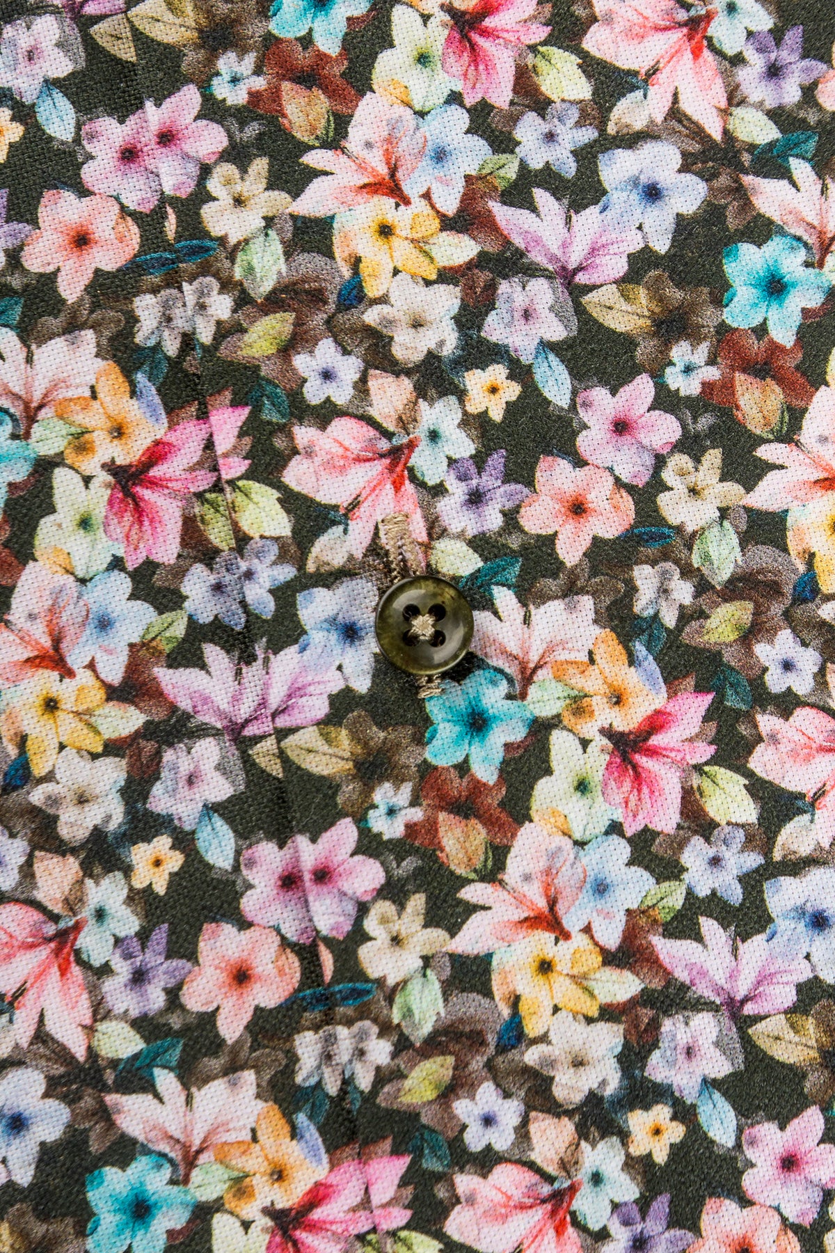 Flower printed button down slim fit shirt