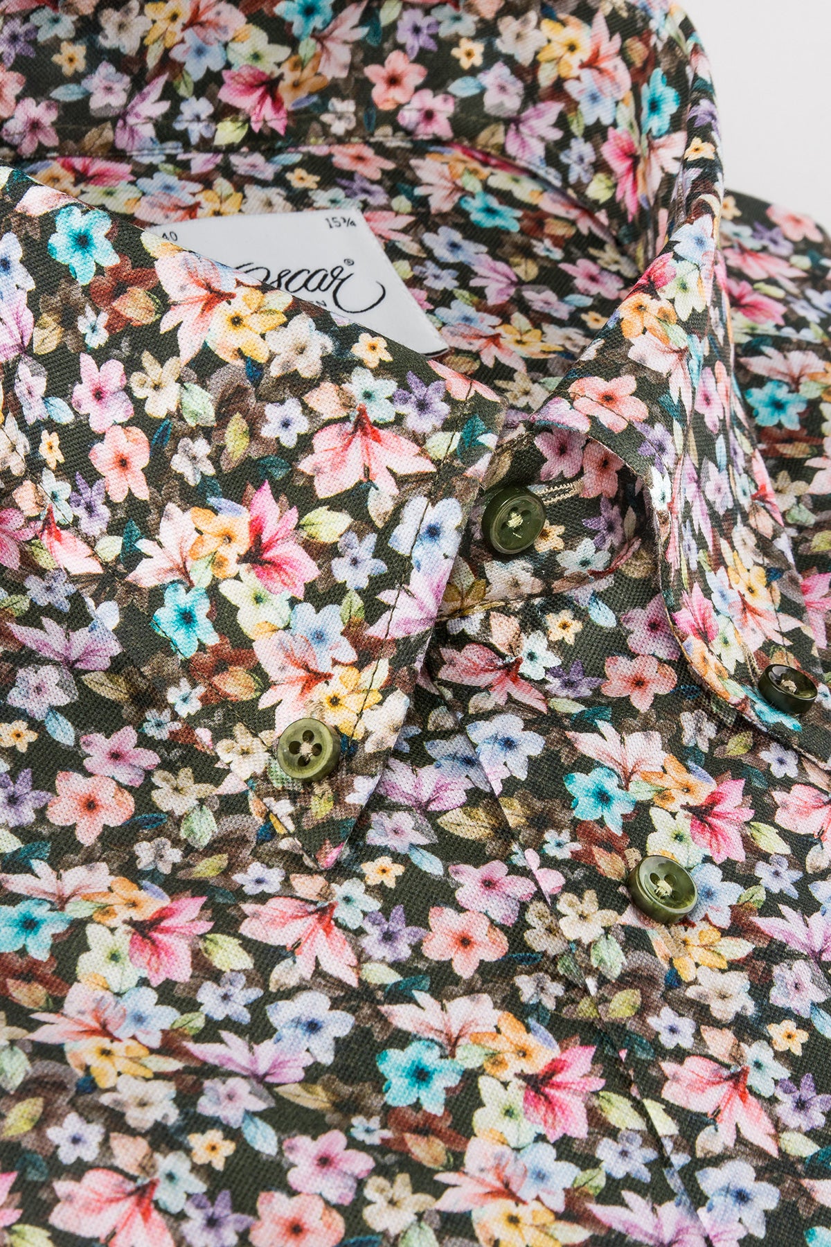 Flower printed button down slim fit shirt