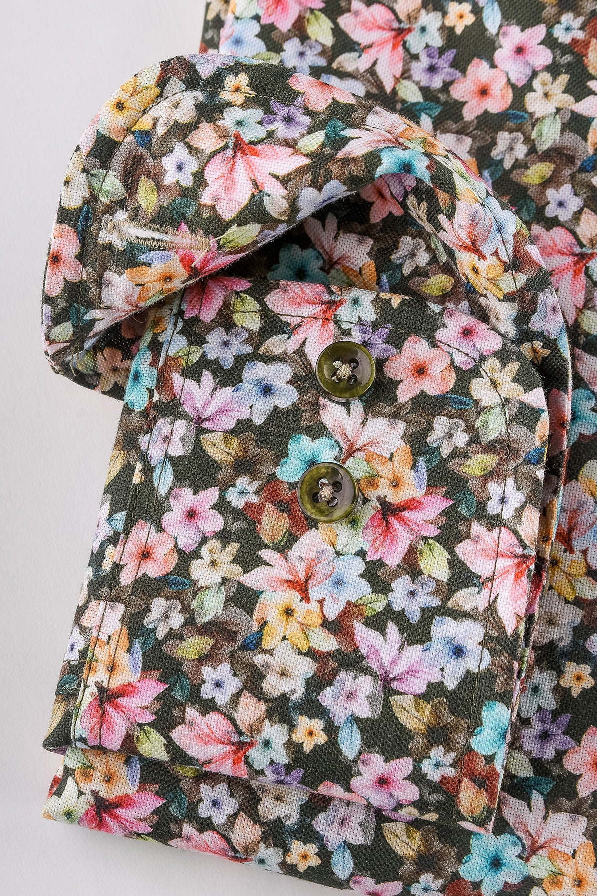Flower printed button down slim fit shirt