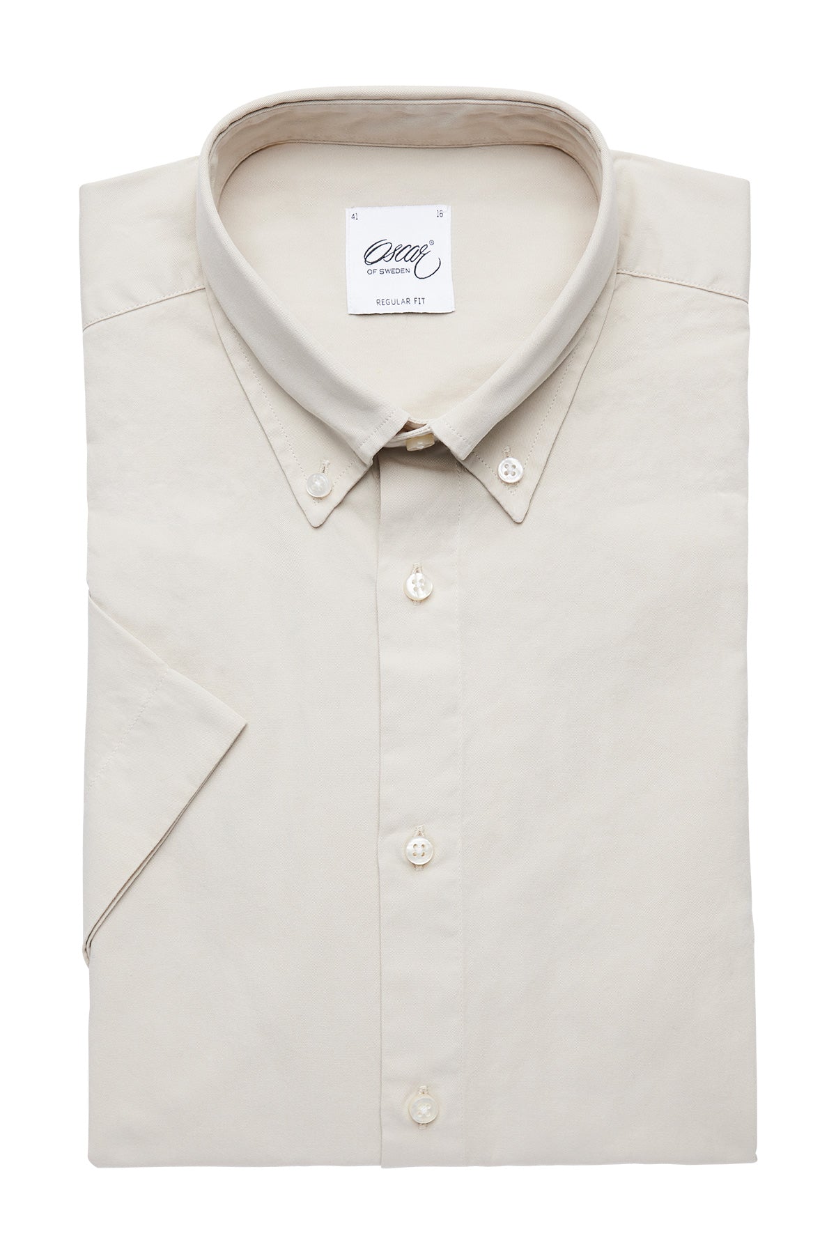 Beige washed short sleeve regular fit shirt