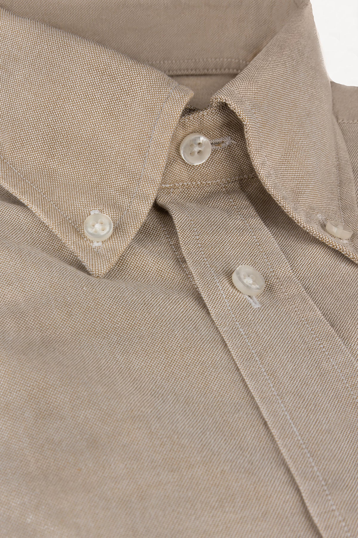 Beige button down oxford regular fit shirt