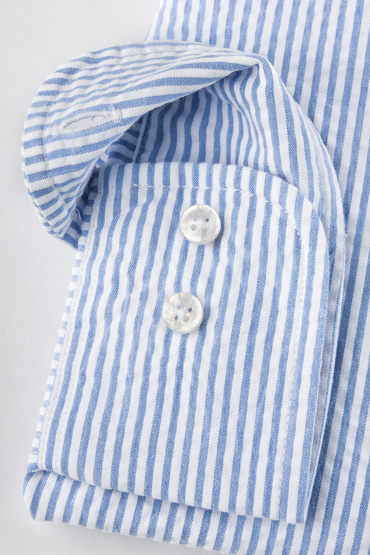 Light blue striped seersucker slim fit shirt