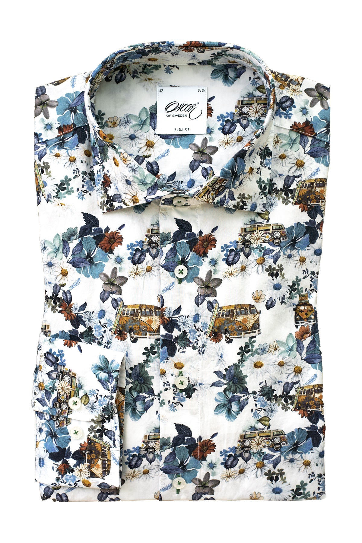 White printed slim fit shirt