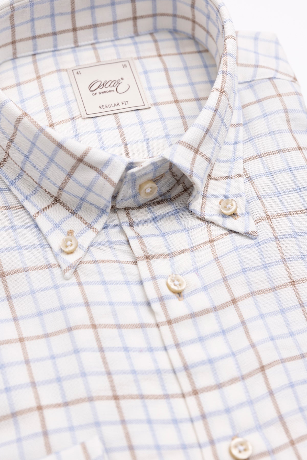 Blue and brown checked button down regular fit shirt