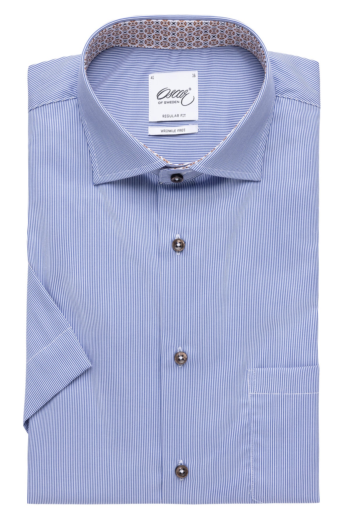 Blue short sleeve regular fit shirt with contrast details