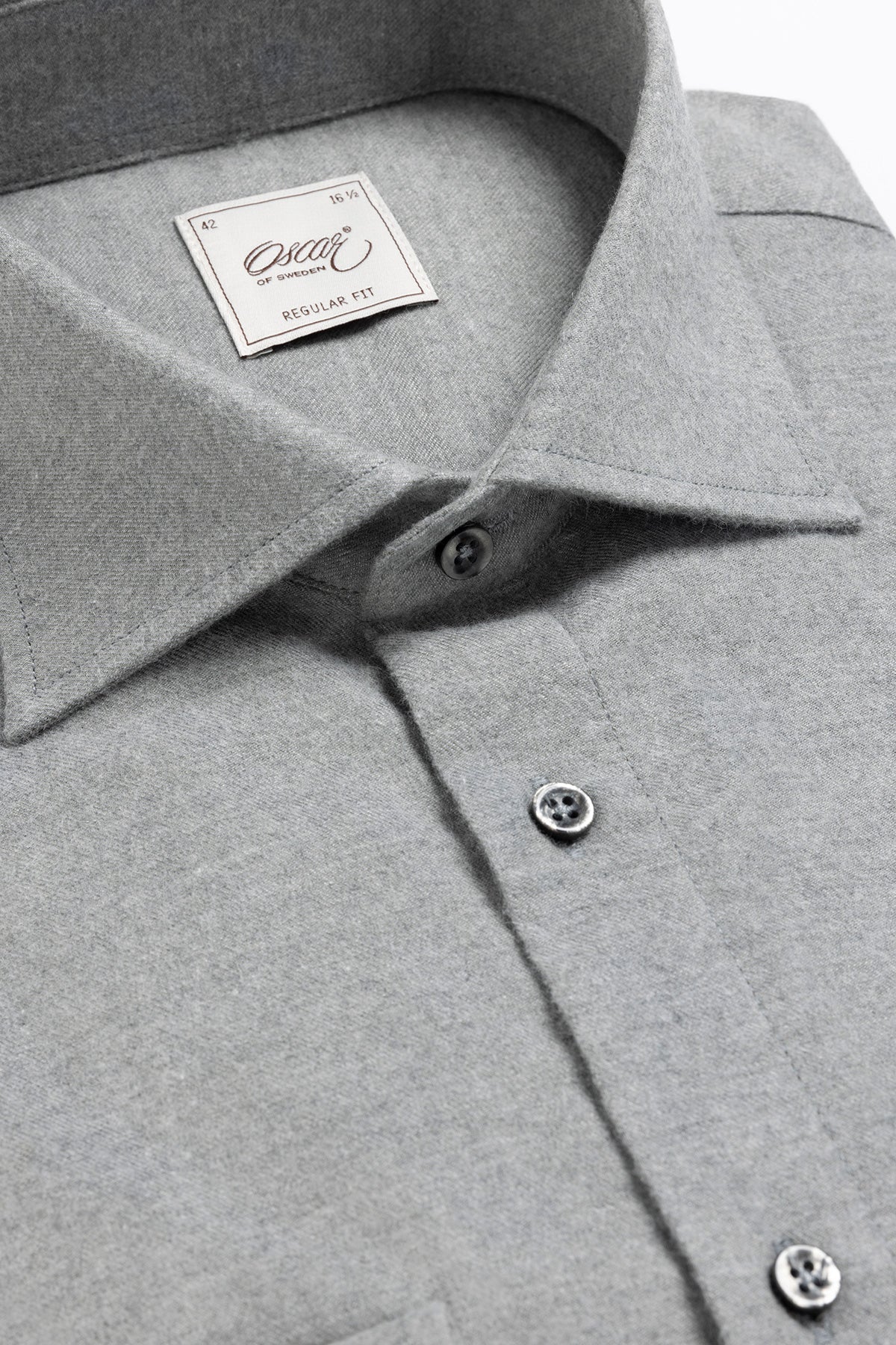 Grey cotton cashmere flannel regular fit shirt
