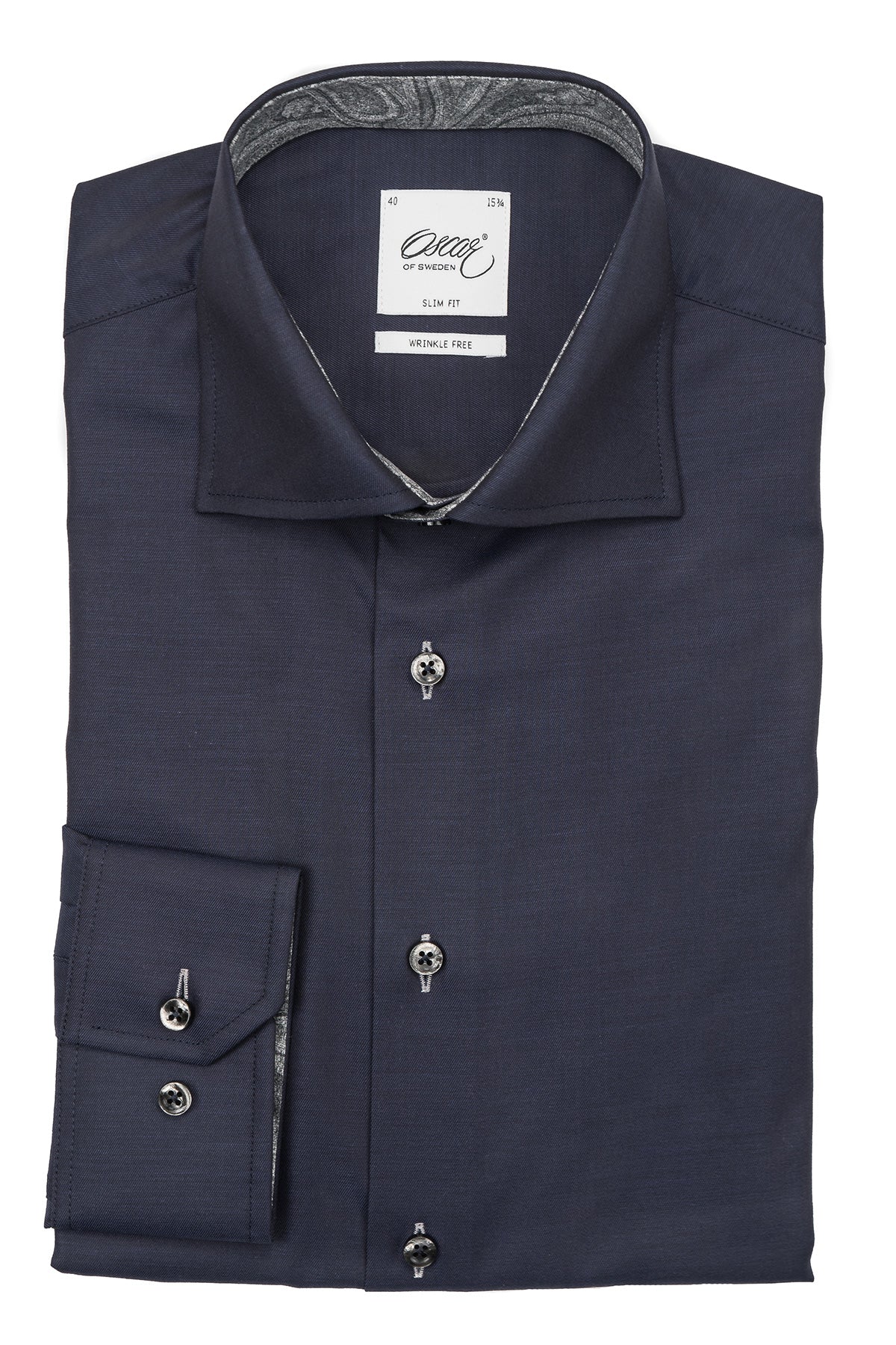 Navy blue slim fit shirt with grey contrast details