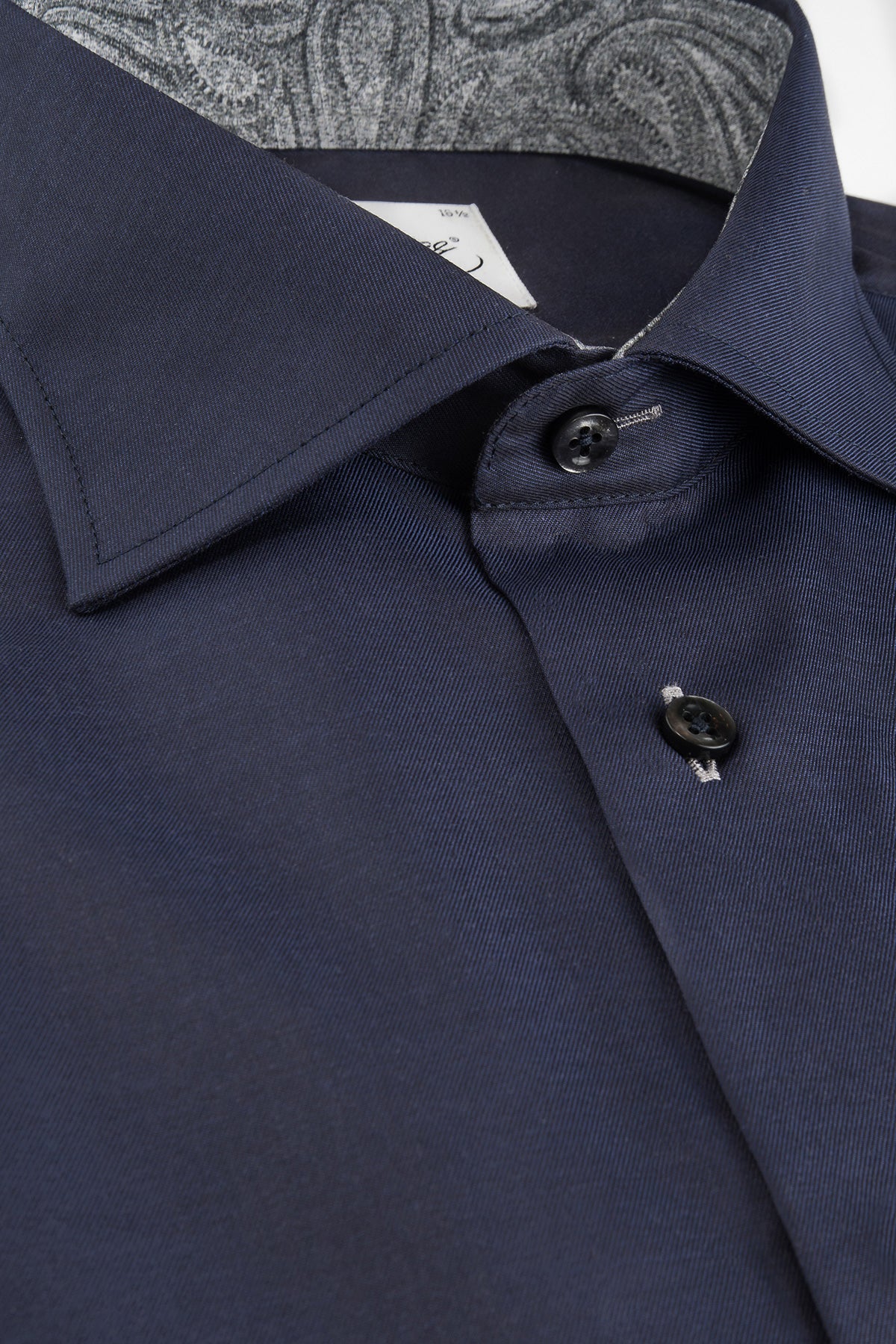 Navy blue slim fit shirt with grey contrast details