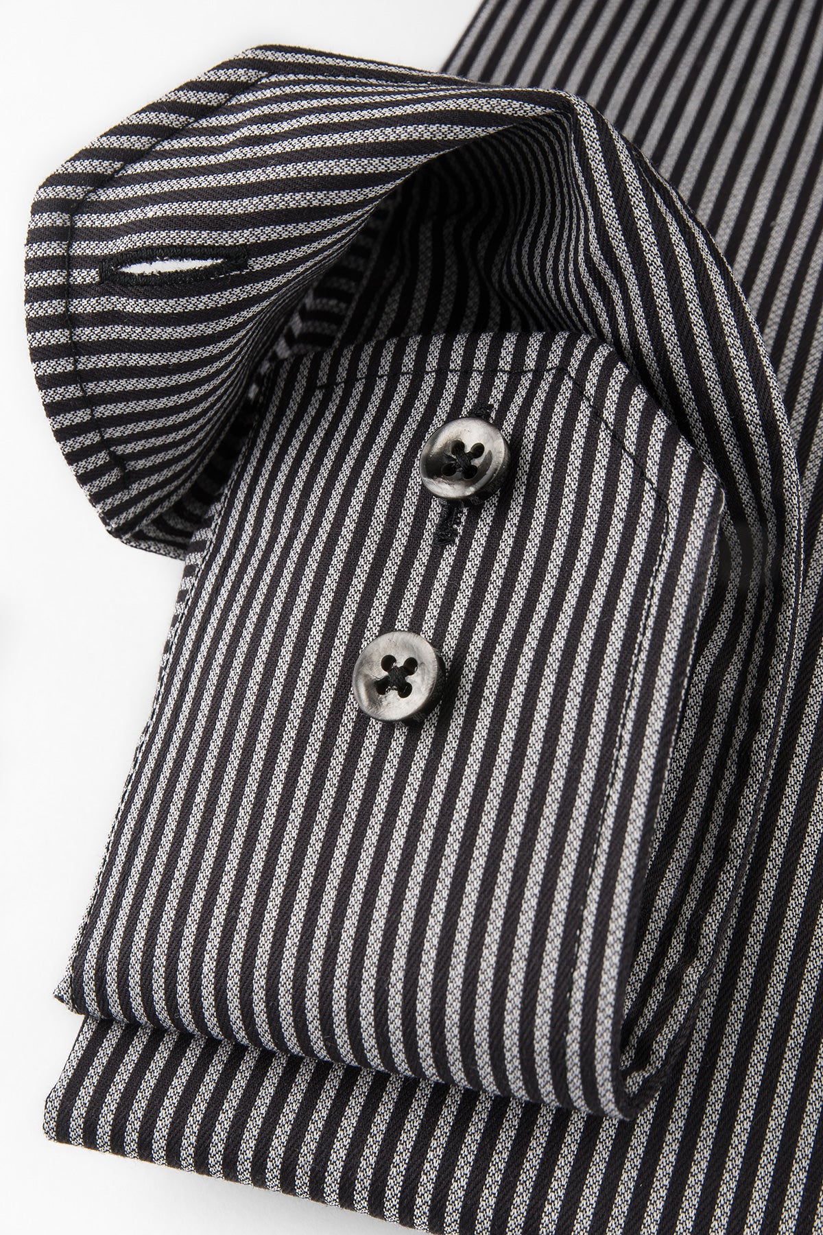 Black striped regular fit shirt