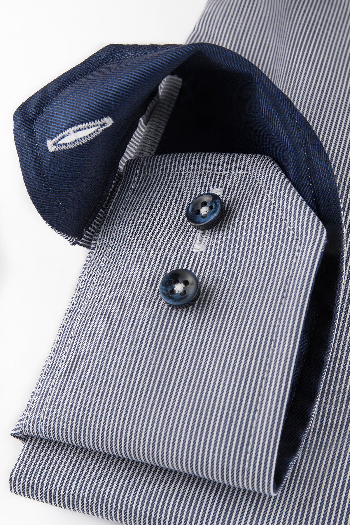 Blue striped regular fit shirt with contrast details