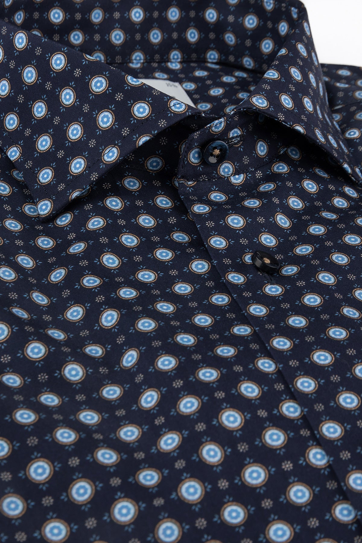 Navy blue printed regular fit shirt